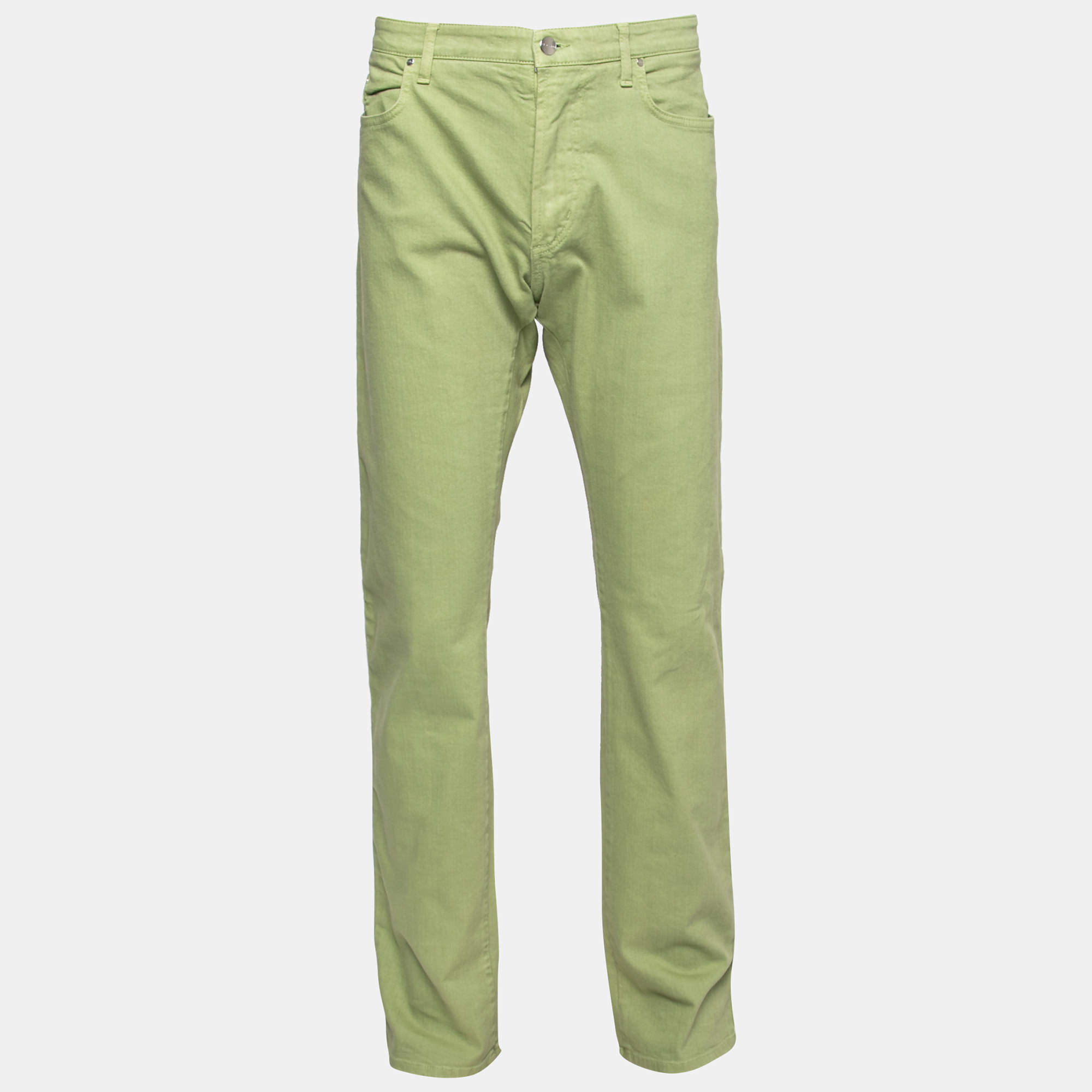 Pre Owned Etro Green Denim Straight Fit Jeans XXL Waist 38"