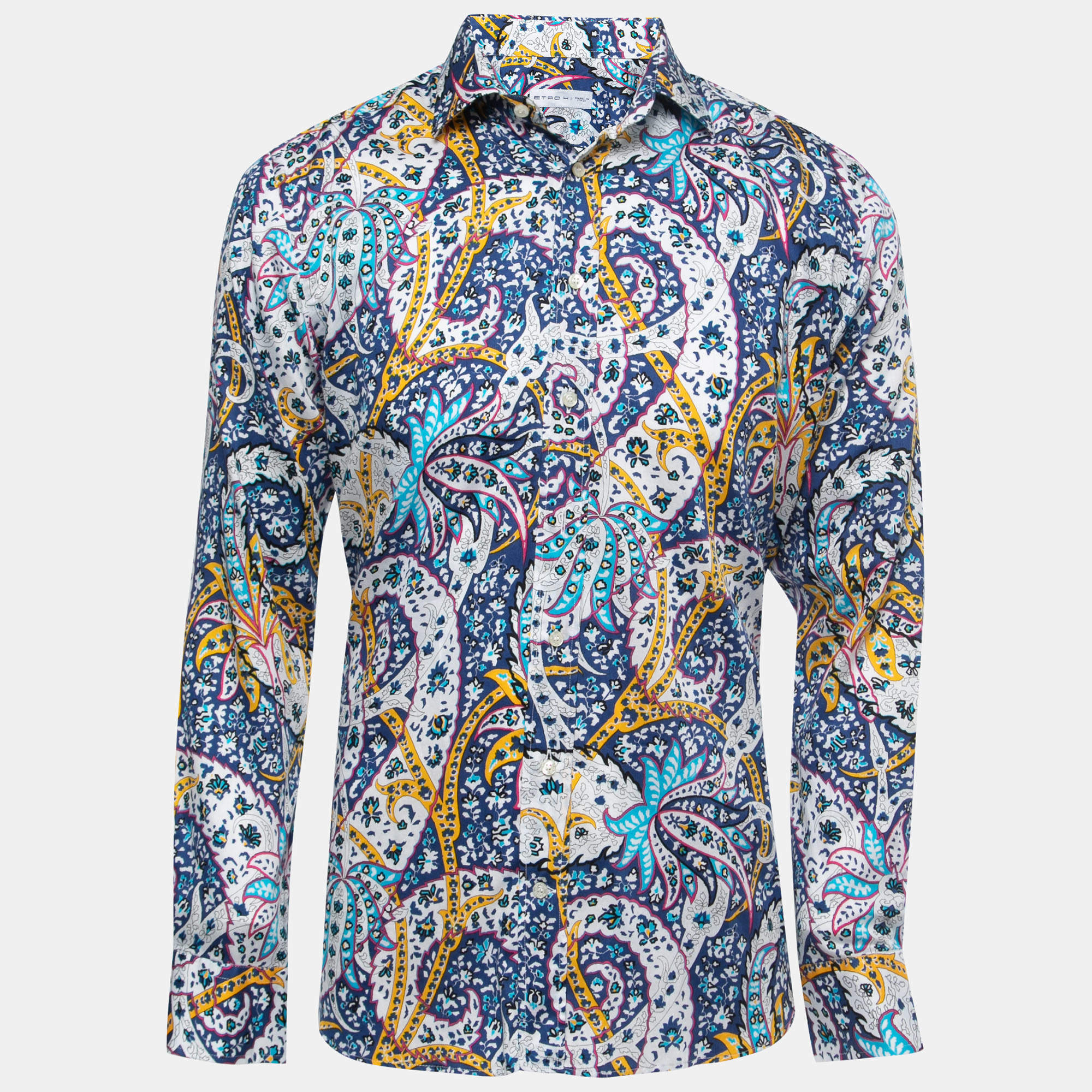 Pre Owned Etro Multicolor Printed Cotton Full Sleeve Shirt L 