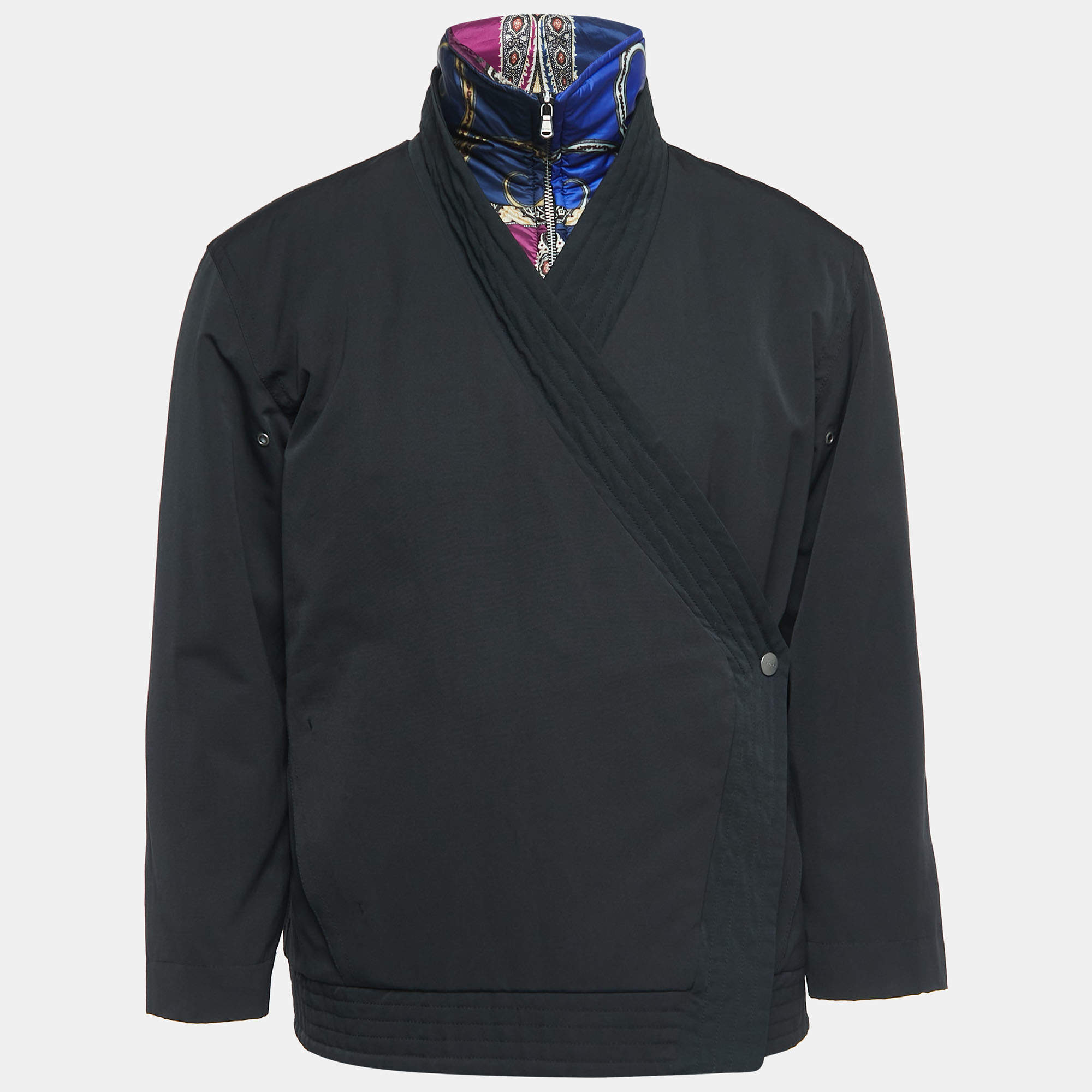 Pre Owned Etro Black Nylon Layered Jacket XS