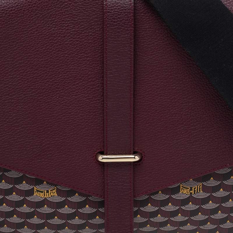 Faure Le Page Burgundy Coated Canvas And Leather Express 36 Messenger Bag Faure  Le Page