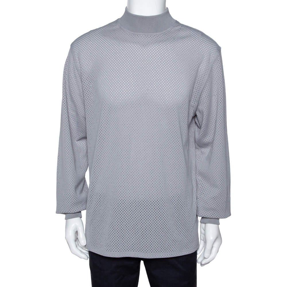 Fear of God Fifth Collection Grey Perforated Knit Long Sleeve T Shirt S