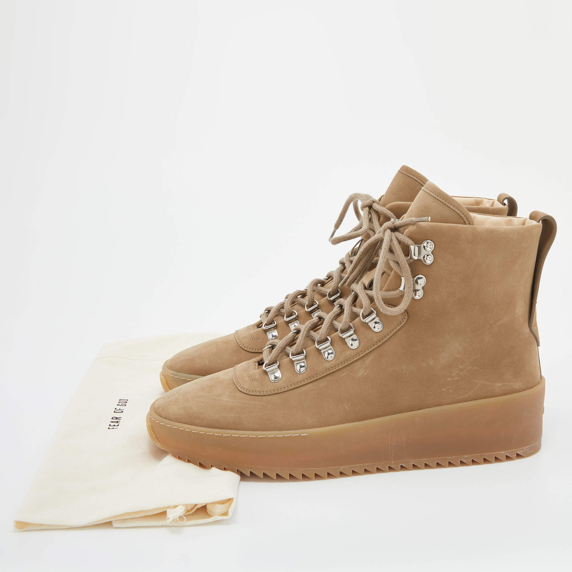 Fear Of God Beige Nubuck Leather High Top Sneakers Size 44