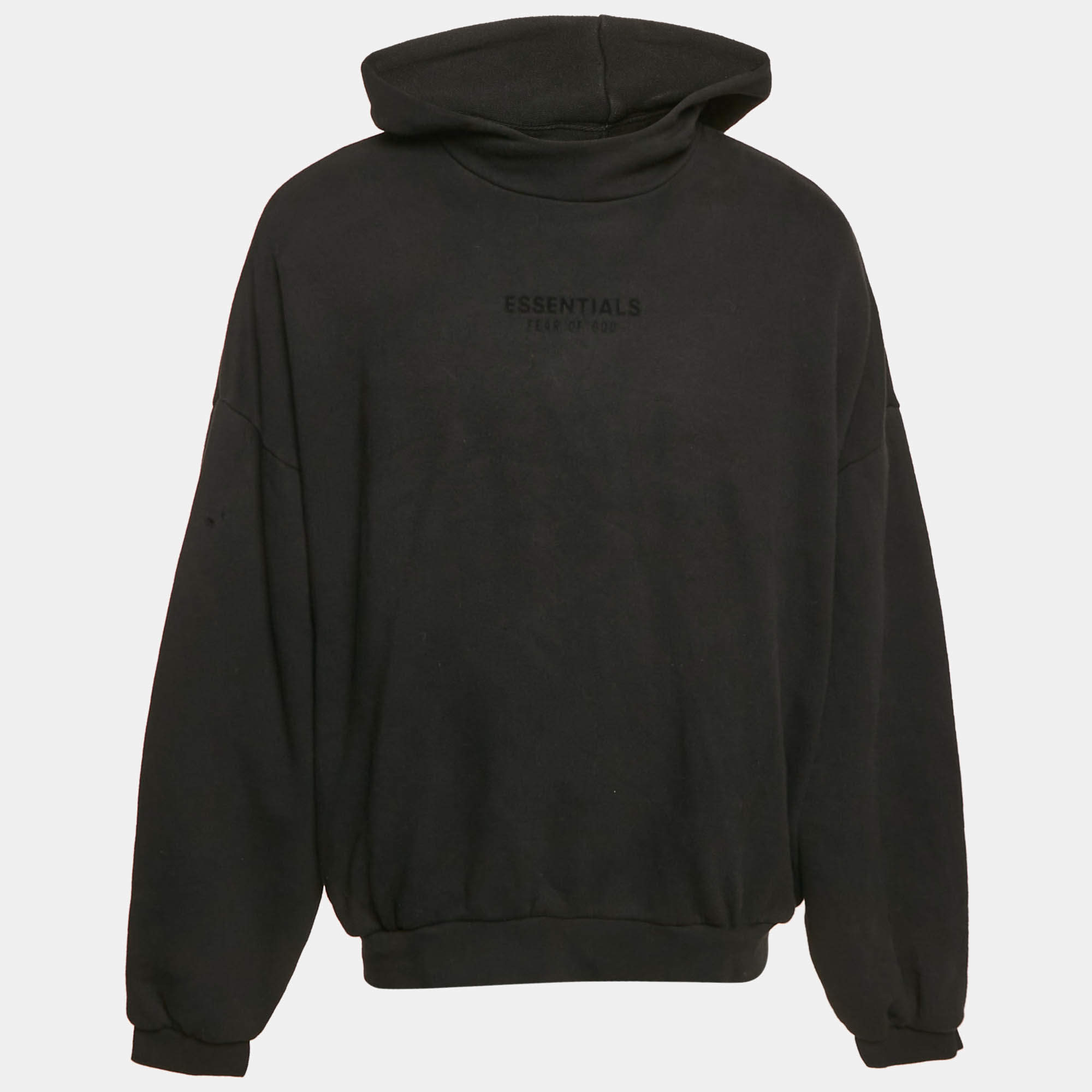Fear of God Essentials Black Logo Print Cotton Hoodie L