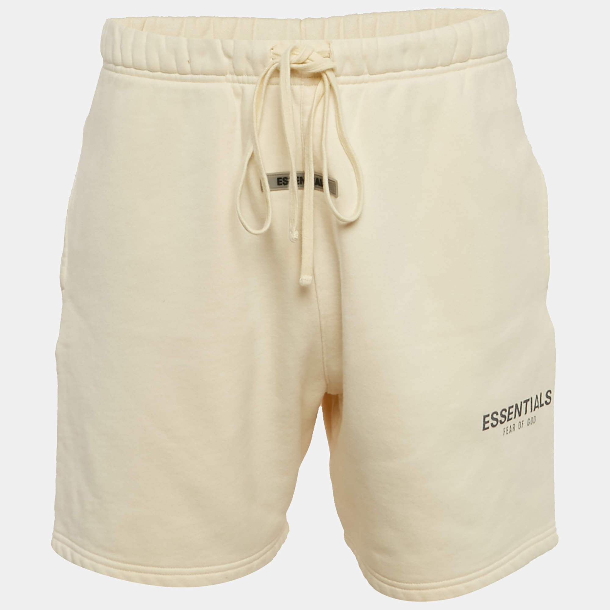 Pre Owned Essentials Fear of God Cream Cotton Fleece Shorts