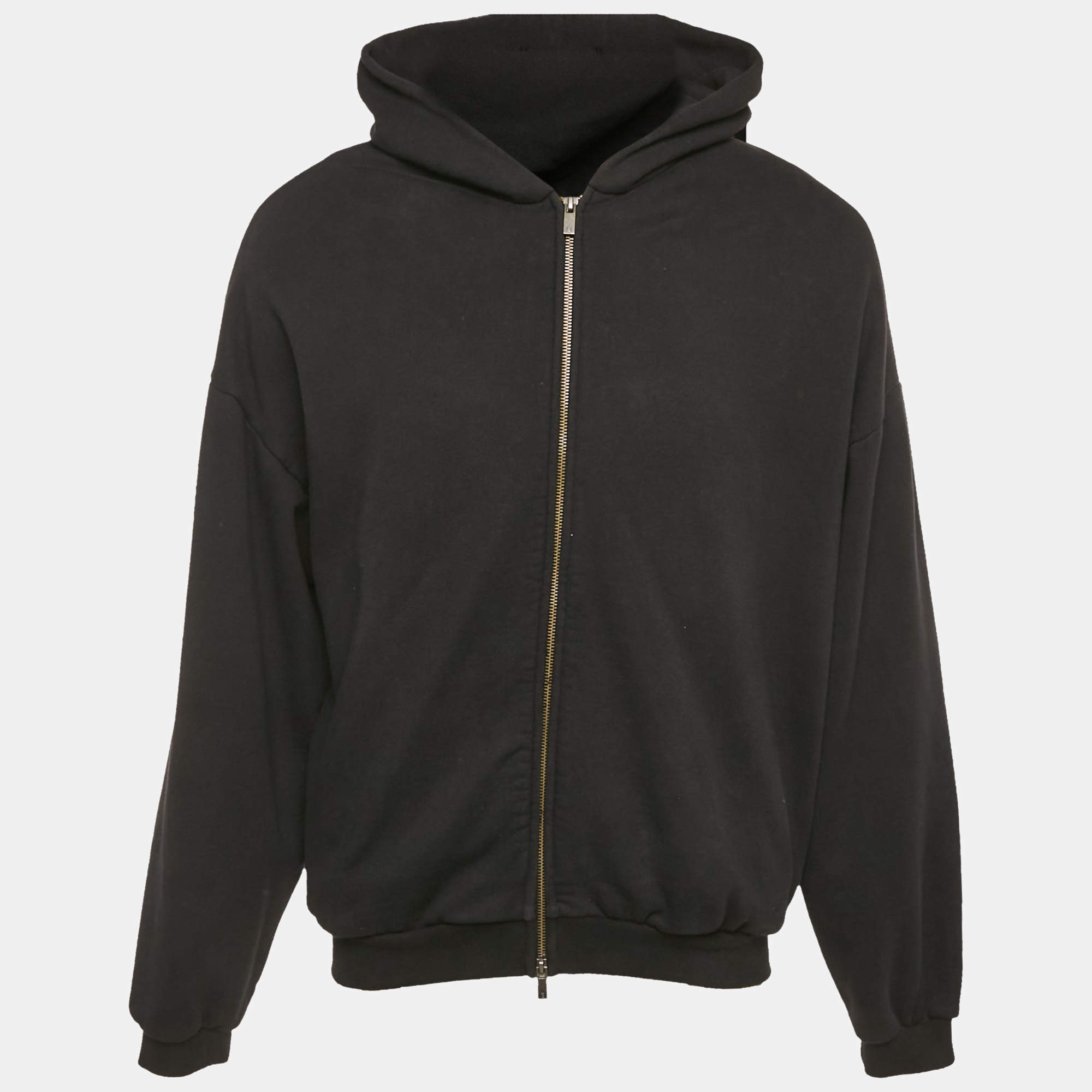 Pre Owned Fear of God Essentials Black Embroidered Cotton Zip-Up Sweatshirt XL