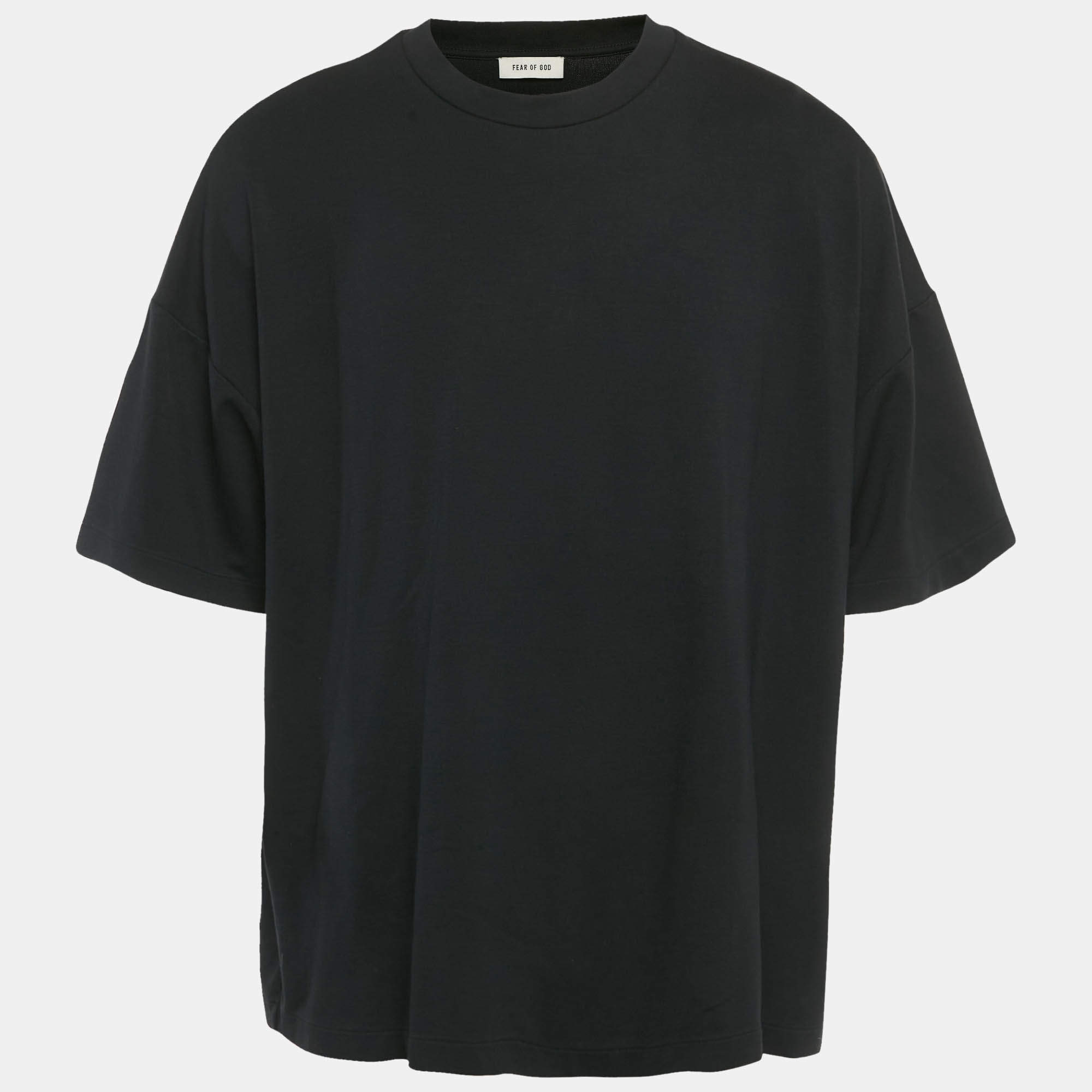 Pre Owned Fear of God Black Jersey Oversized T-Shirt L