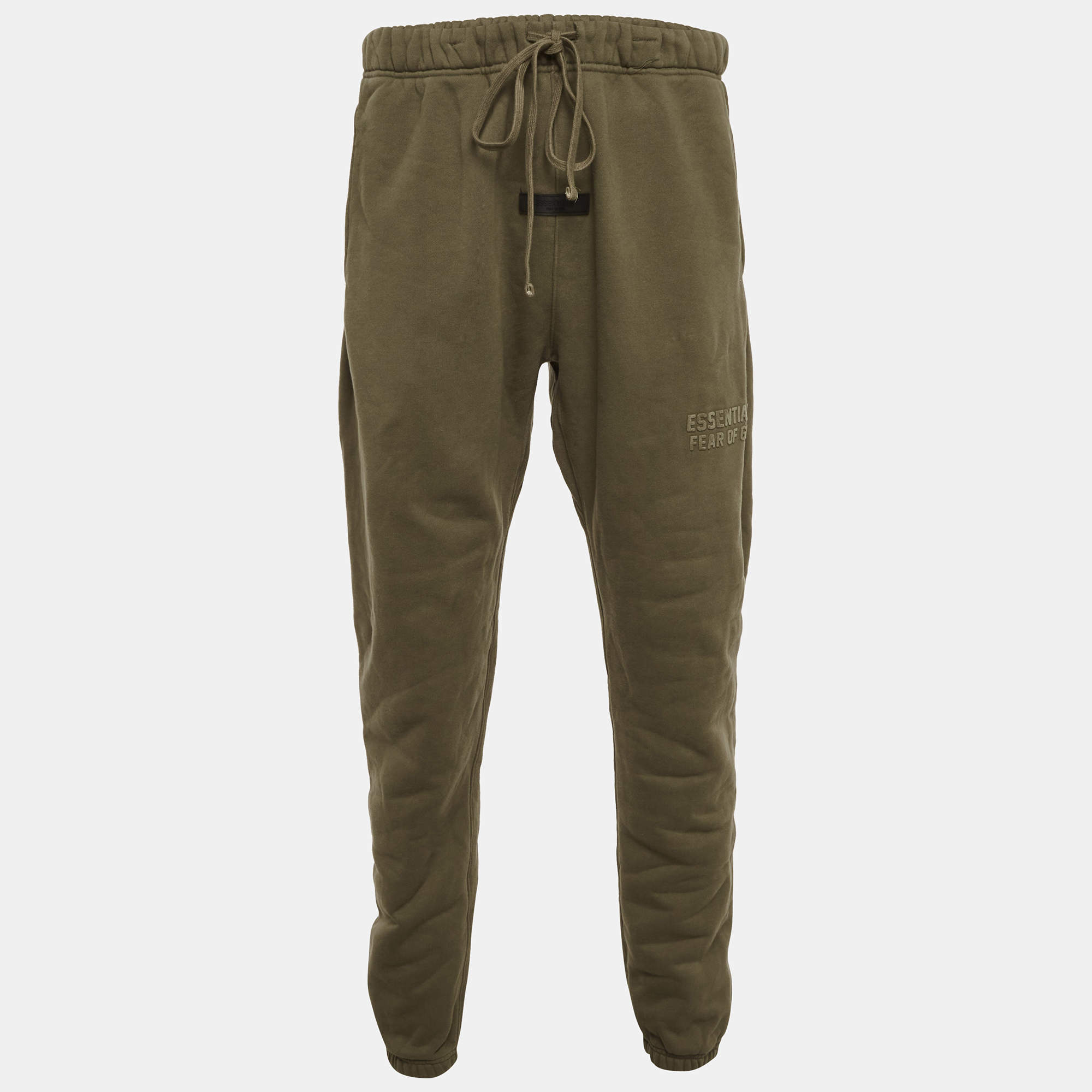 Pre Owned Fear of God Brown Khaki Green Cotton Sweatpants XL