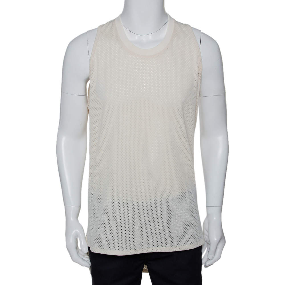 Fear of God Fifth Collection Cream Perforated Knit Sleeveless T Shirt S 