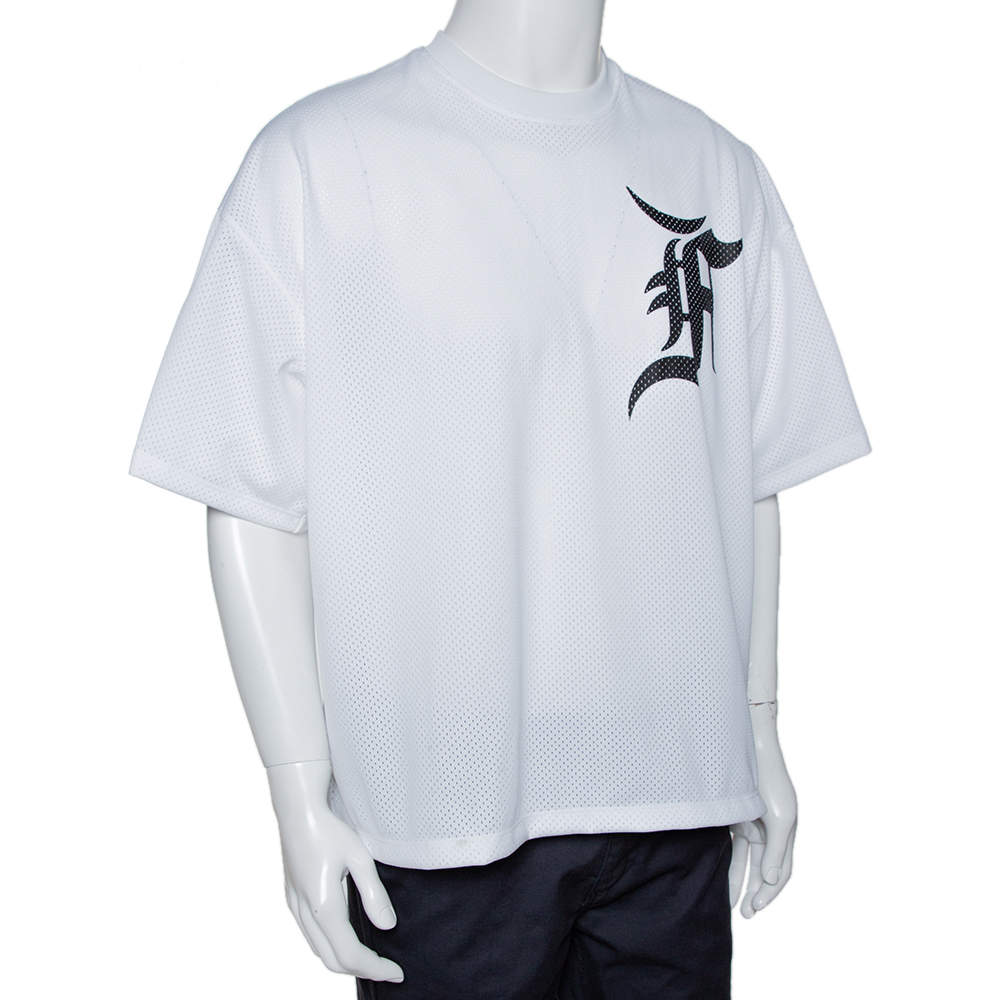 Fear of God Fifth Collection White Mesh Baseball T-Shirt S