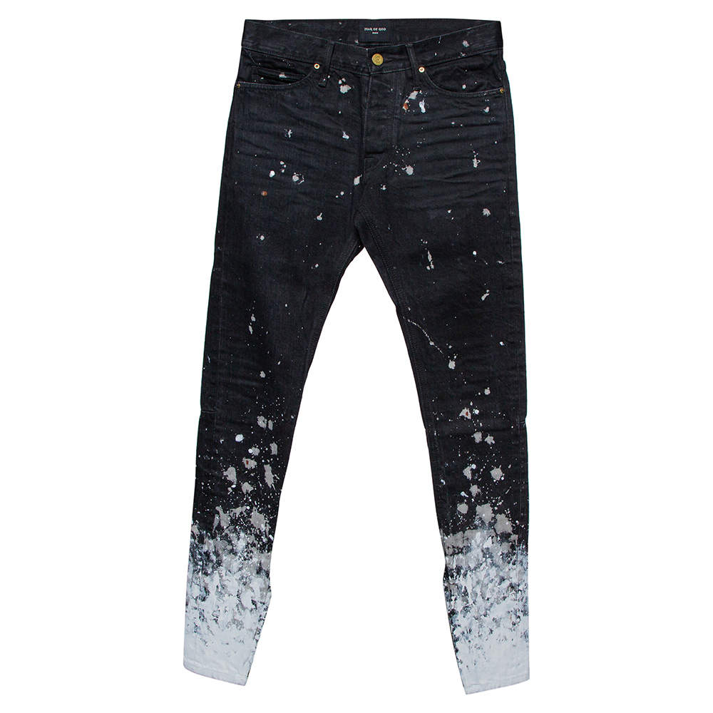 Fear of God Black Denim Zip Detail Painters Selvedge Jeans S