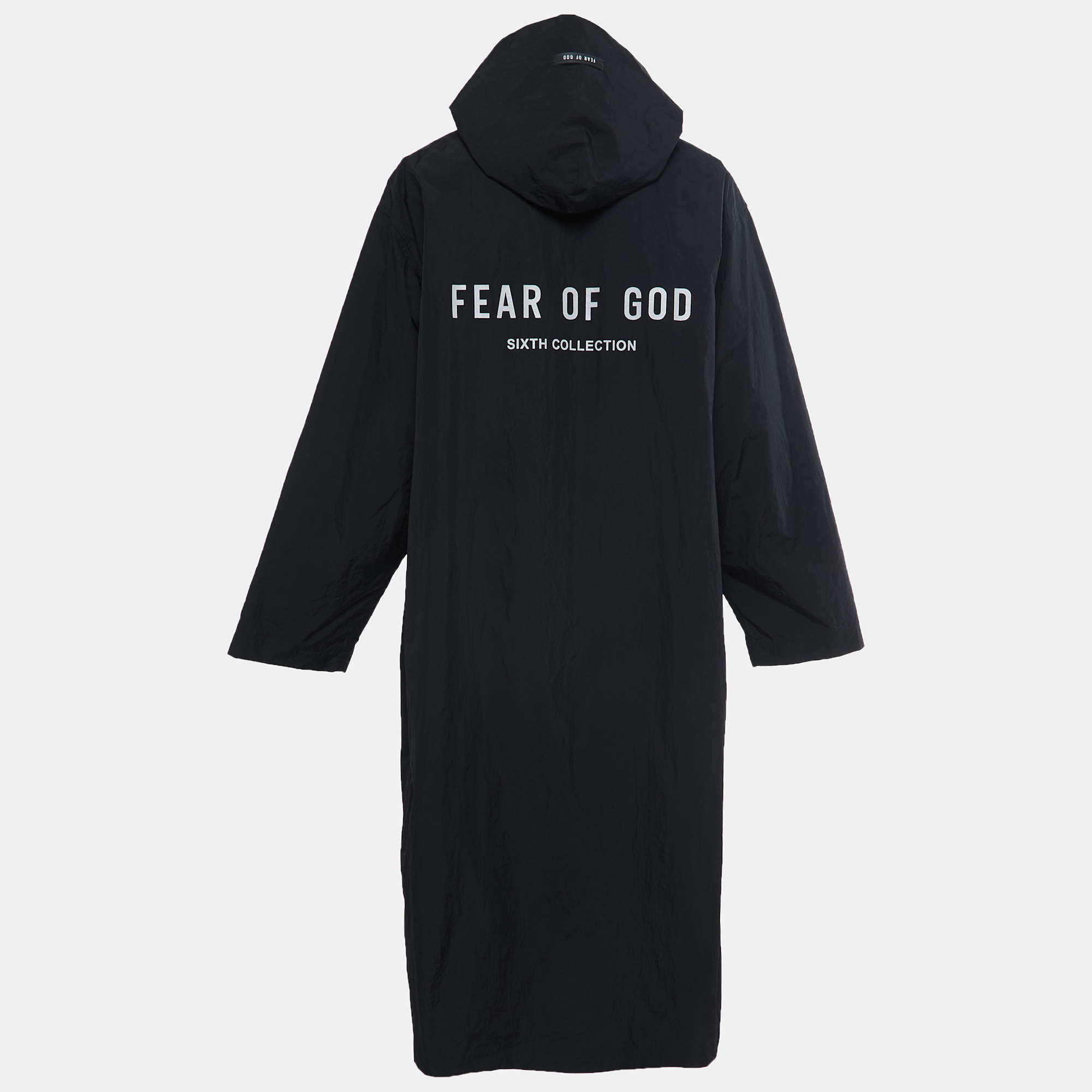 Fear of God Black Synthetic Hooded Rain Jacket L