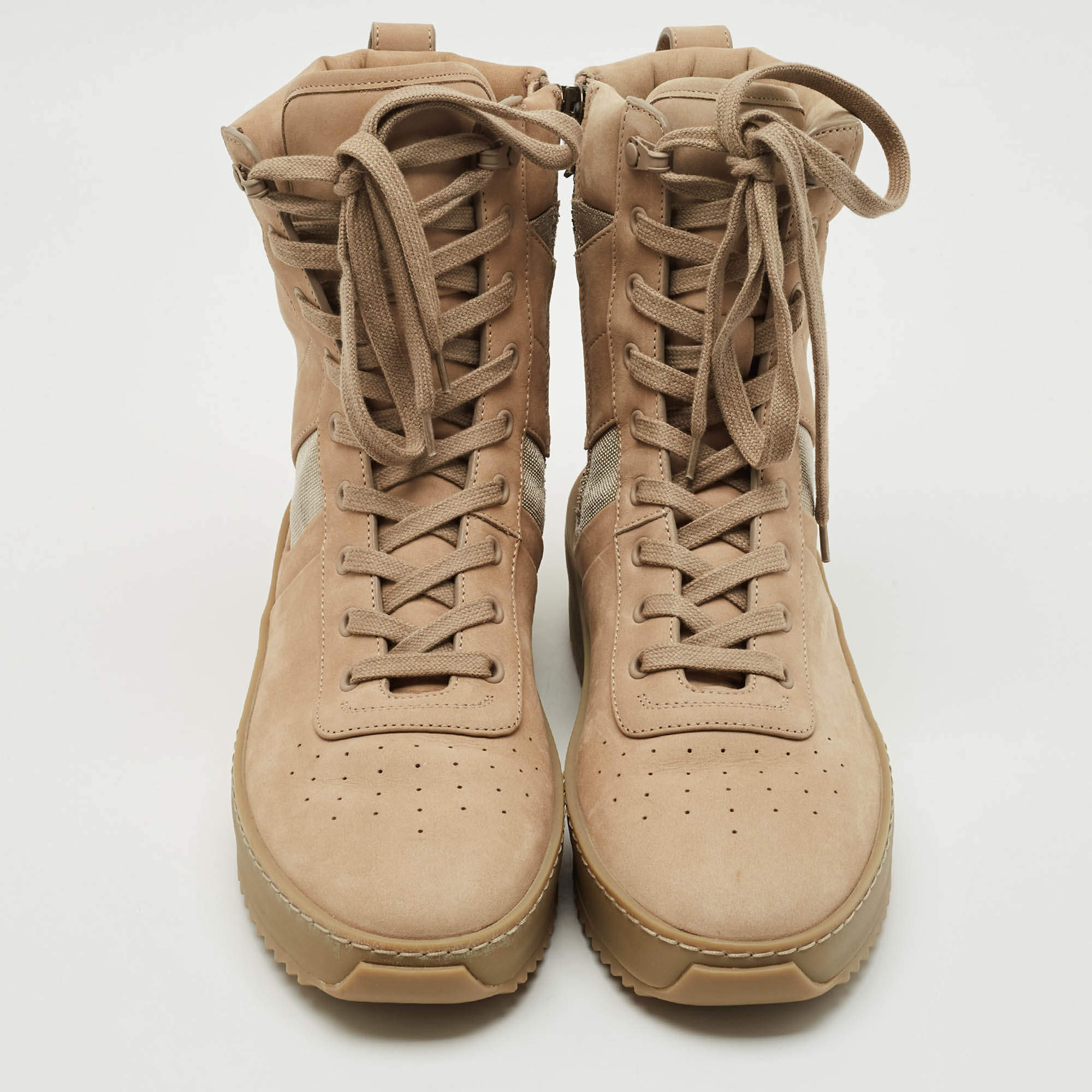 Fear of God Beige Nubuck Leather and Canvas Military Sneakers Size