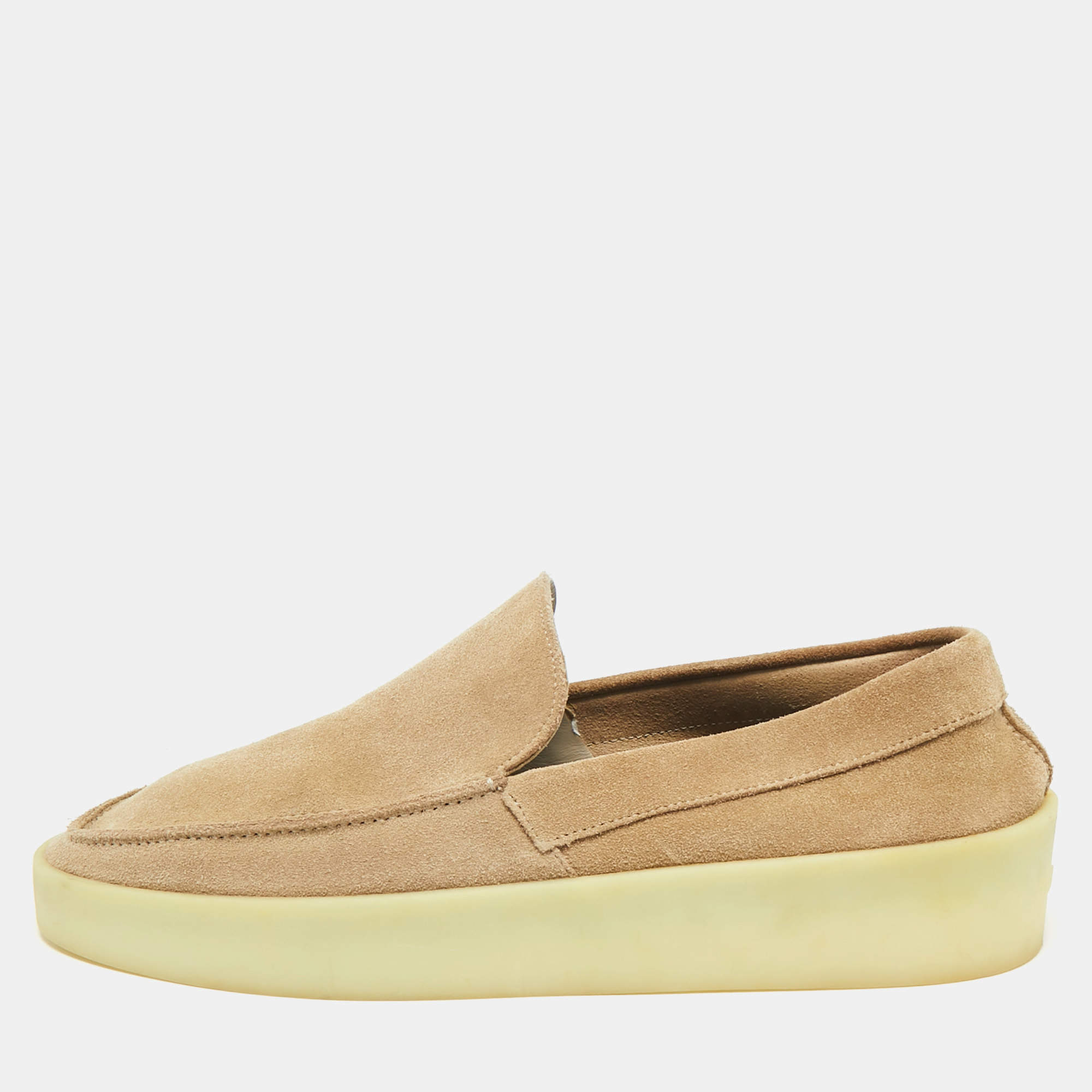 Pre Owned Fear of God Beige Suede Slip On Loafers Size 41