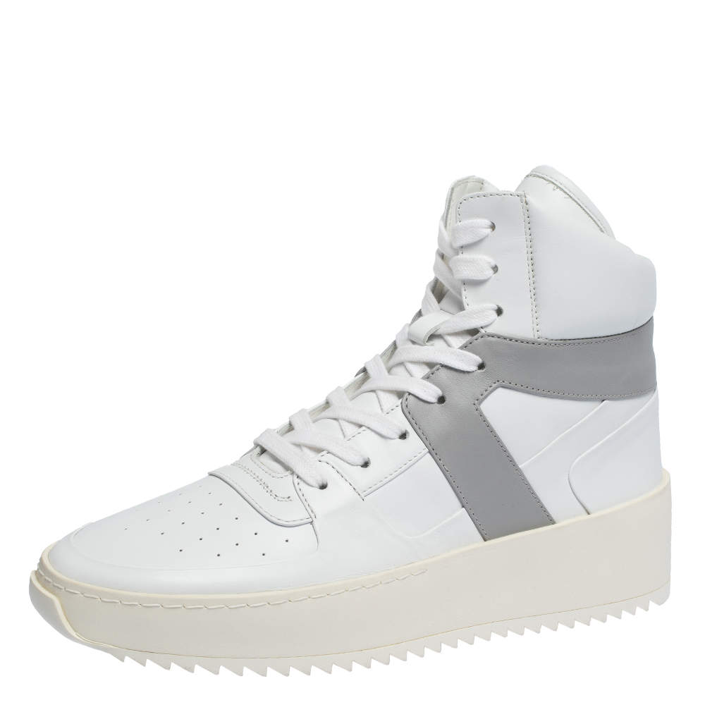 Fear Of God White/Grey Leather Basketball High Top Sneakers Size 41