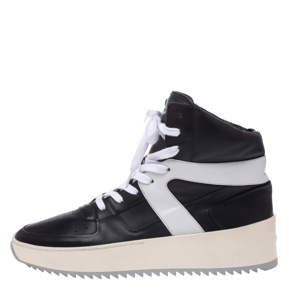 Fear Of God Black/White Leather Basketball High Top Sneakers