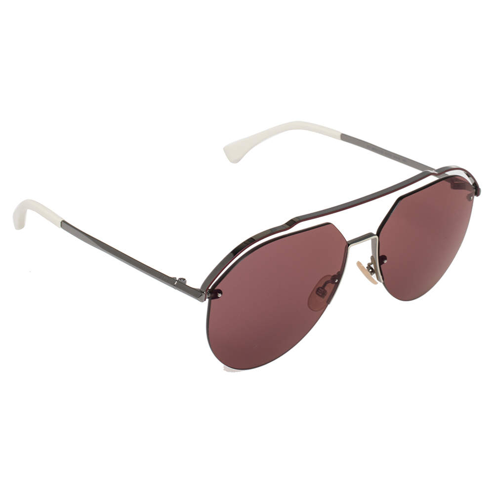 Fendi Silver Tone/Brown FF M0031/S Aviator Sunglasses