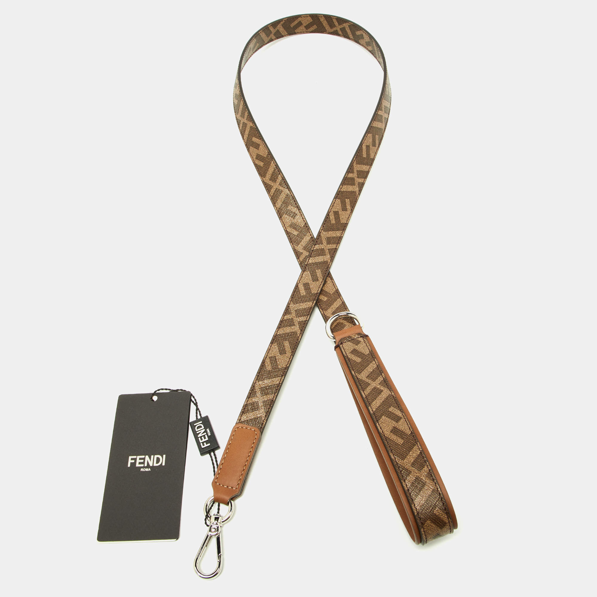 Fendi Tobacco Zucca Coated Canvas and Leather Dog Leash