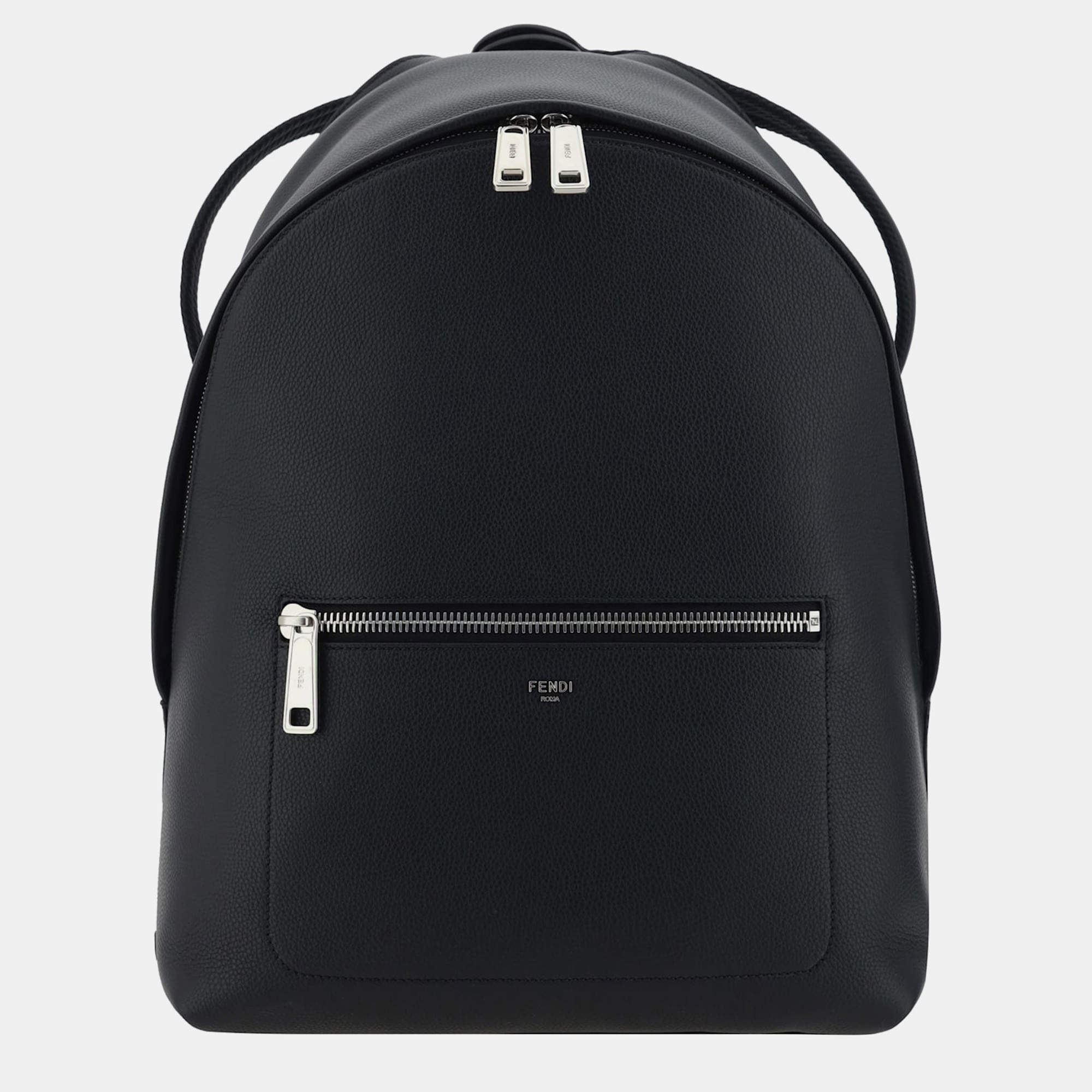 Fendi Black Leather backpack Bag