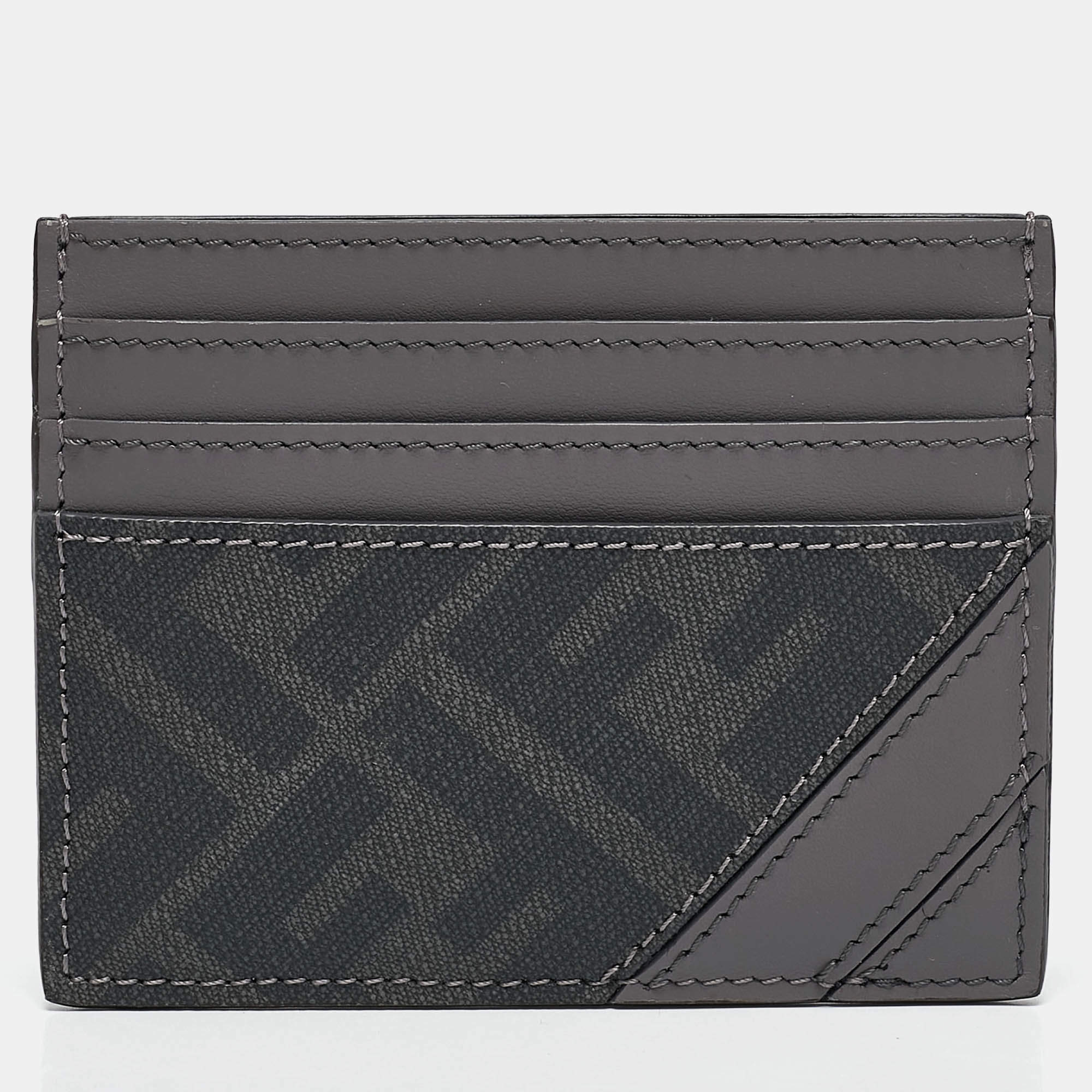 مملوكة مسبقًا Fendi Grey Zucca Coated Canvas and Leather Diagonal Card Holder