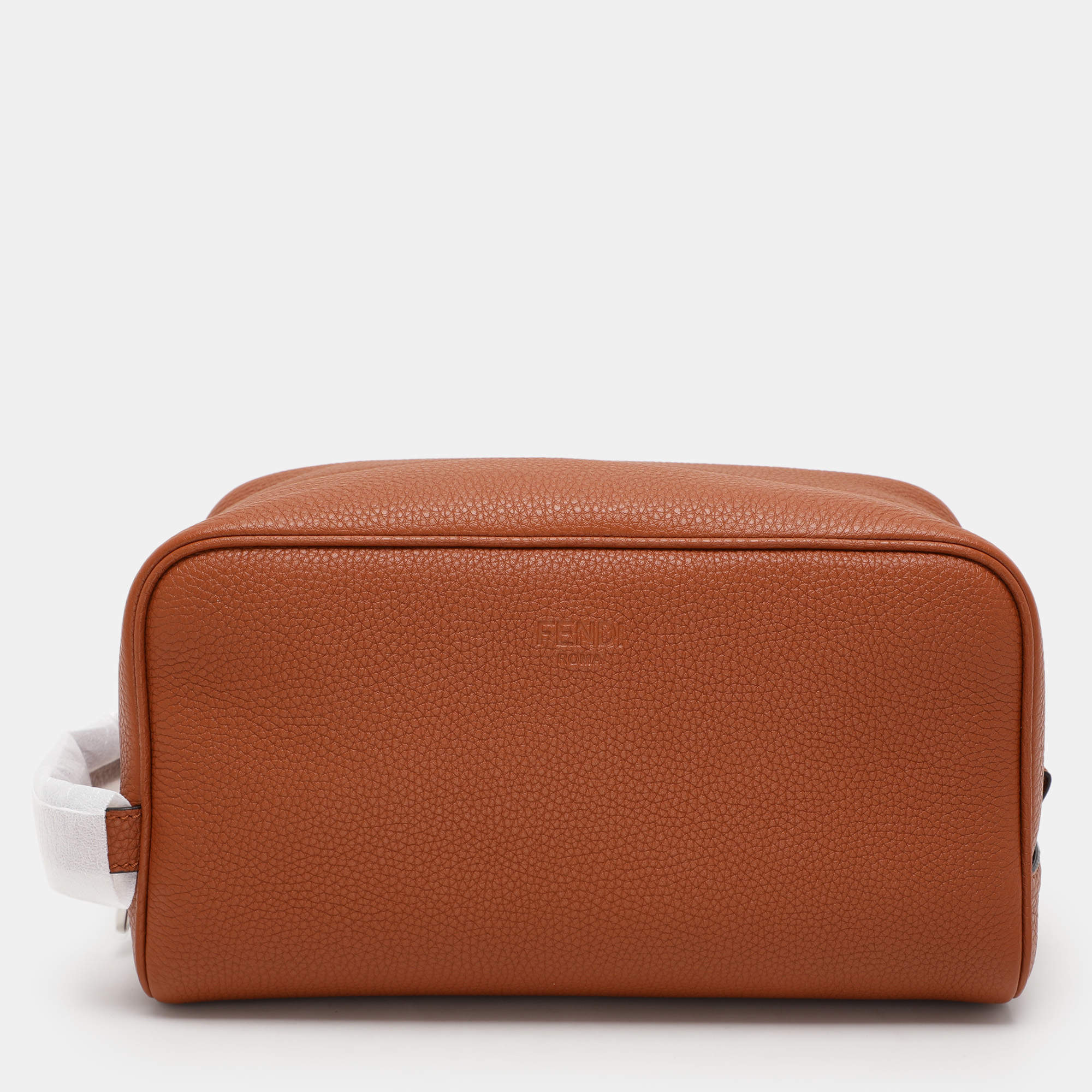 Fendi Brown Leather Travel Kit Pouch