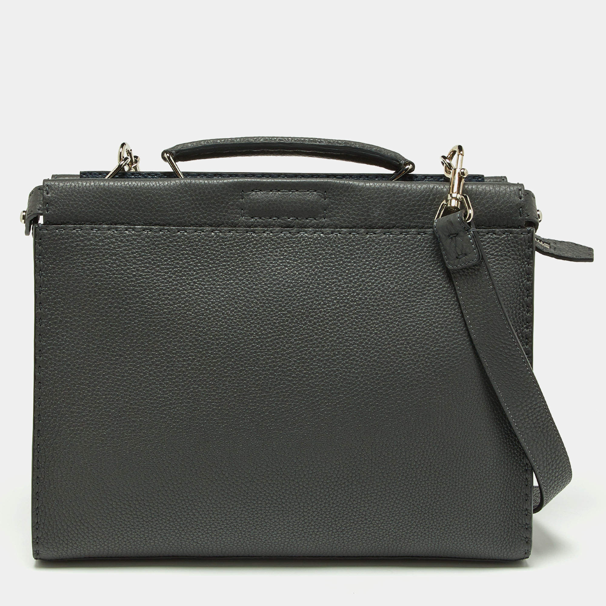 Fendi Grey Romano Selleria Leather Peekaboo ISeeU Briefcase