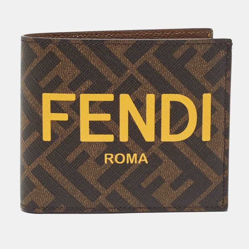 Fendi Brown/Yellow Zucca Canvas Bifold Wallet 
