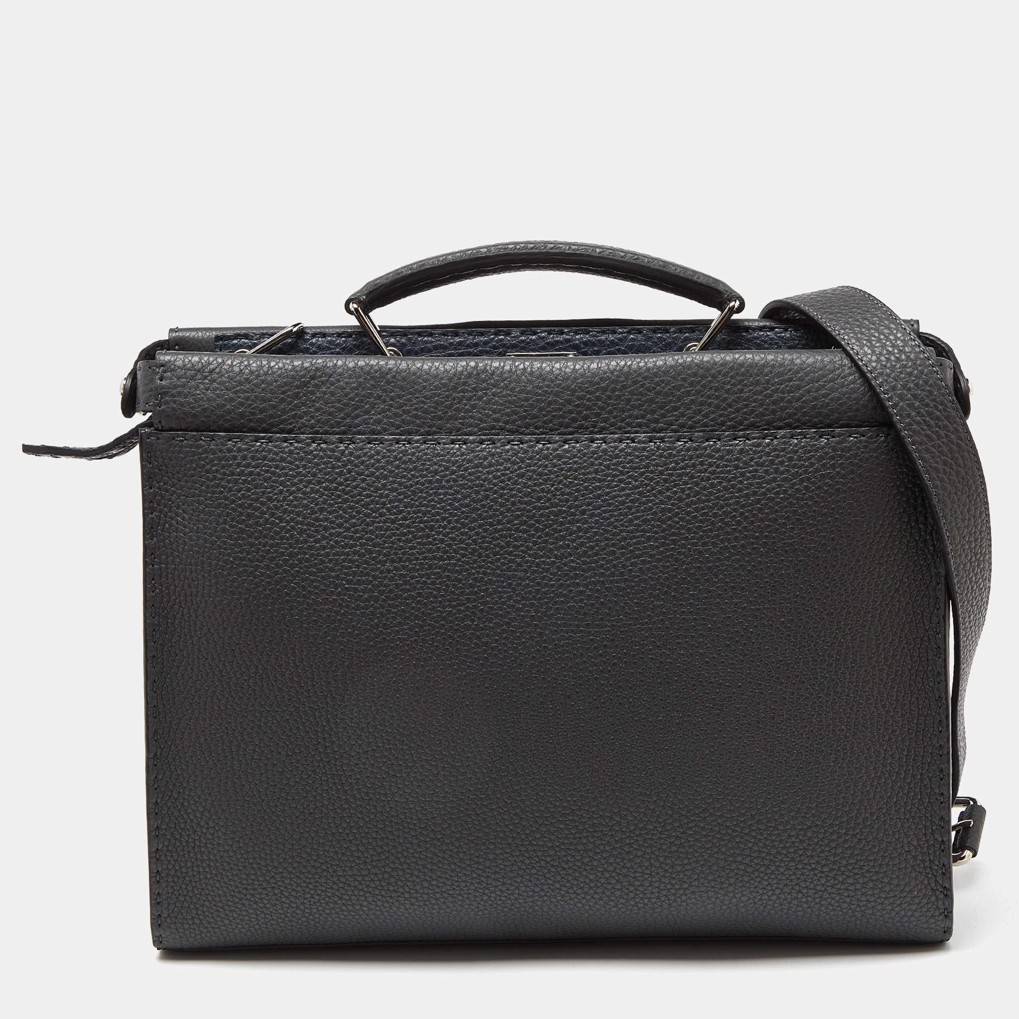 Fendi Grey Romano Selleria Leather Peekaboo ISeeU Briefcase 