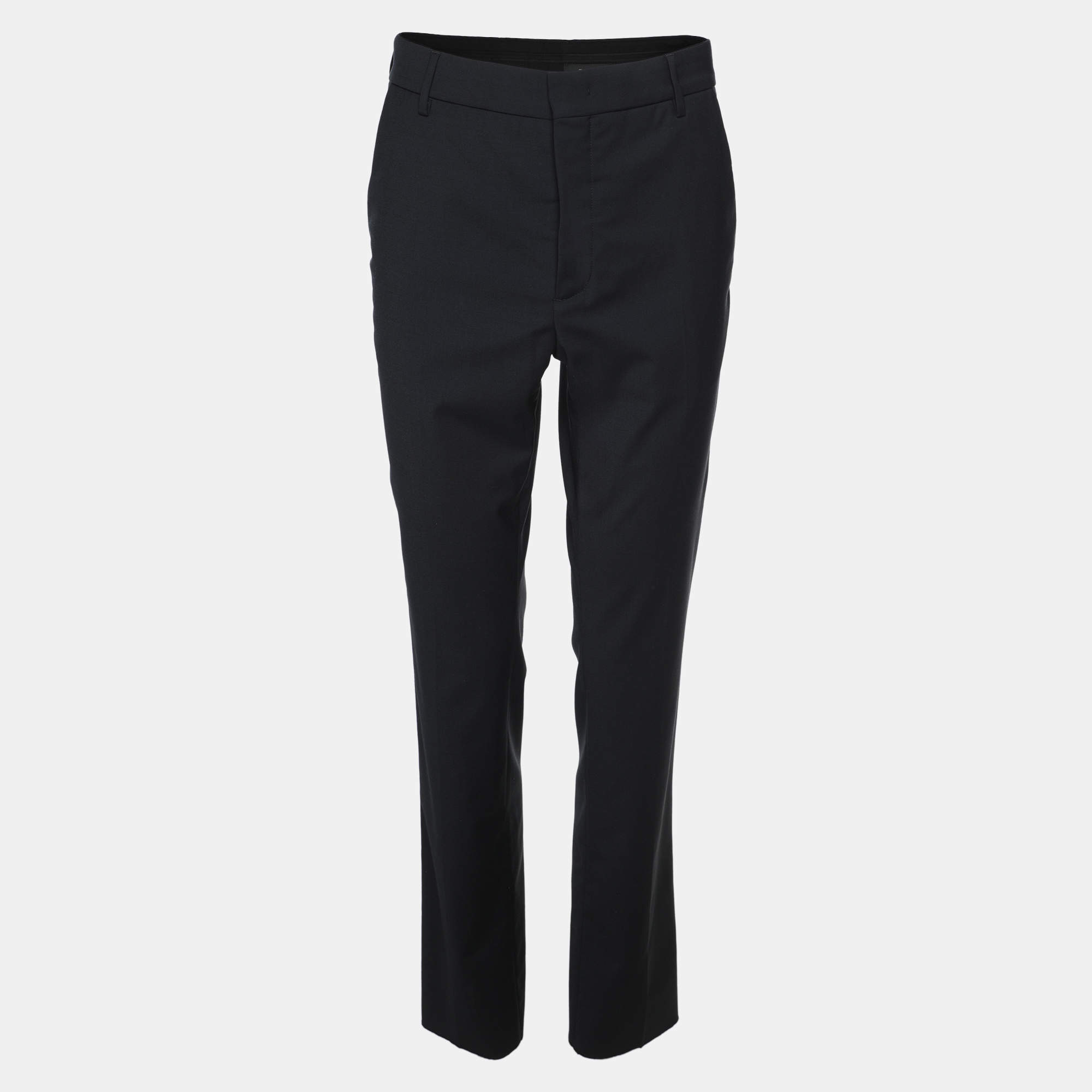 Pre Owned Fendi Blue Imperial Stretch Wool Blend Trouser S