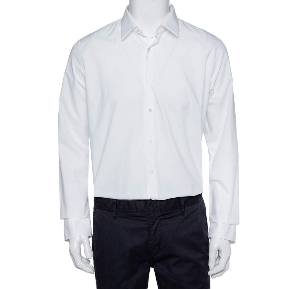 Fendi White Cotton Button Front Shirt XL