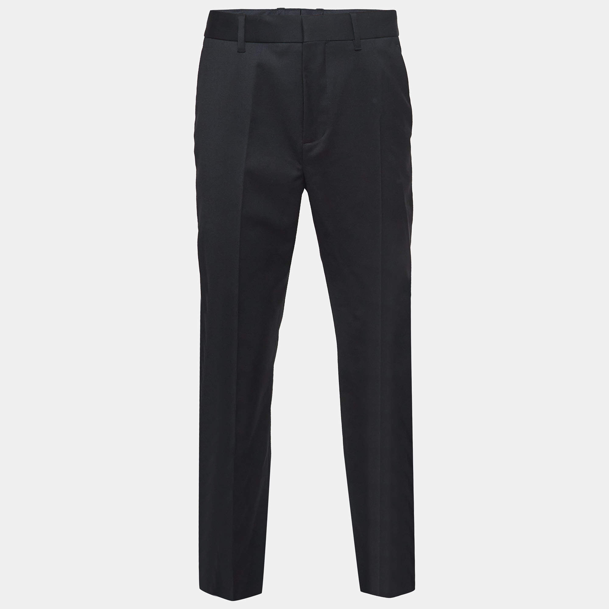 Fendi Black Wool-Blend Trousers L