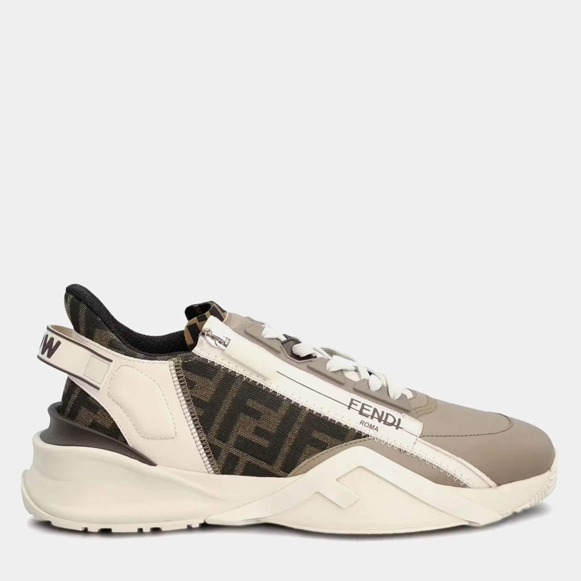 Fendi Beige Jacquard Flow Sneaker Size EU 41