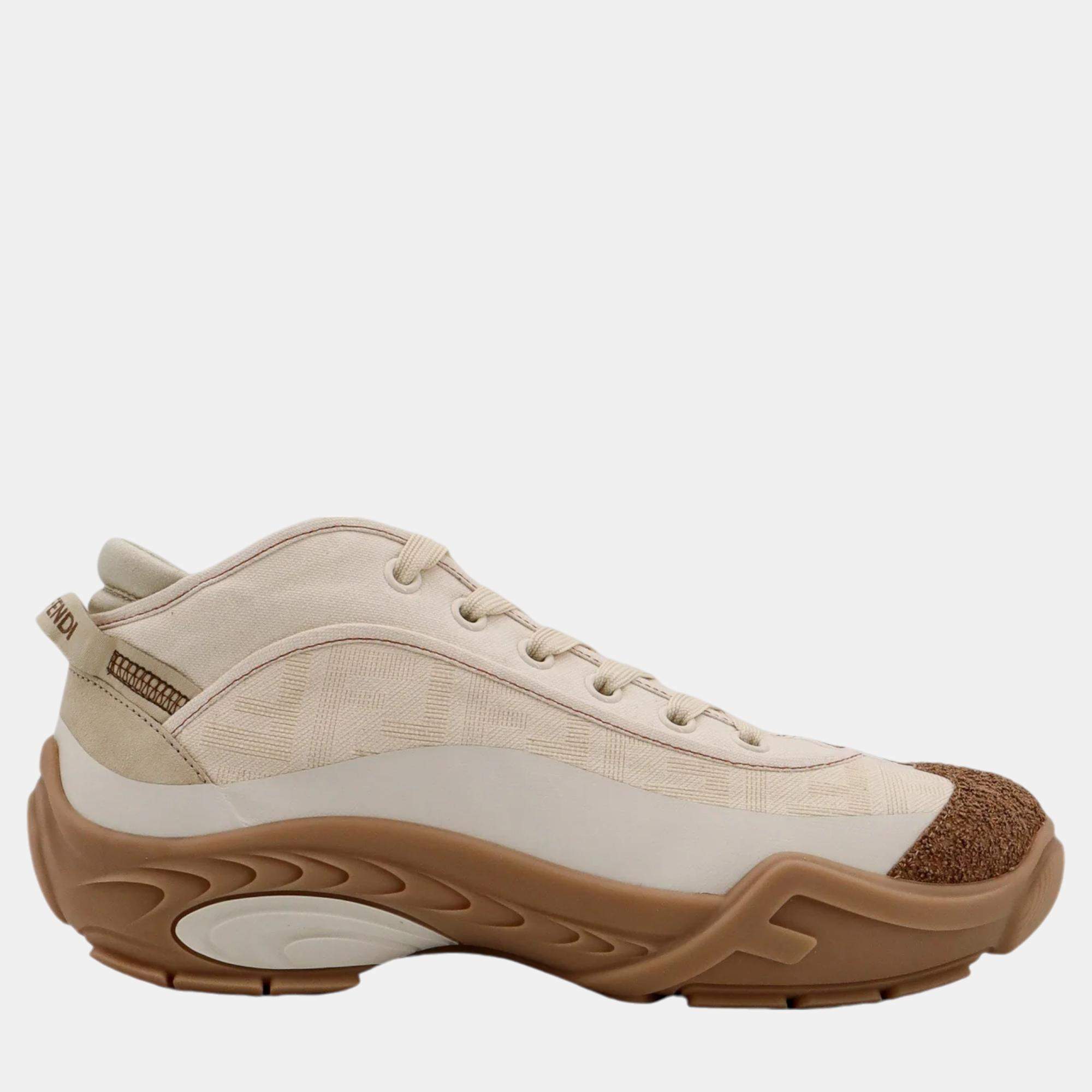 Fendi Beige Canvas Fendi Lab Sneakers  EU 43