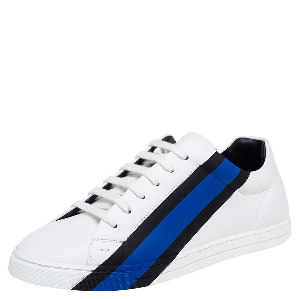 Fendi White Leather Low-Top Logo Print Sneakers Size 40 Fendi | TLC