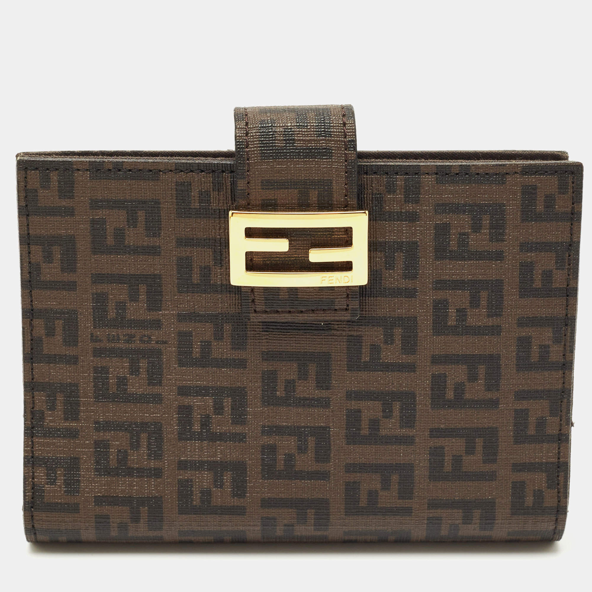 Pre Owned Fendi Tobacco Zucchino Coated Canvas Forever Agenda Cover