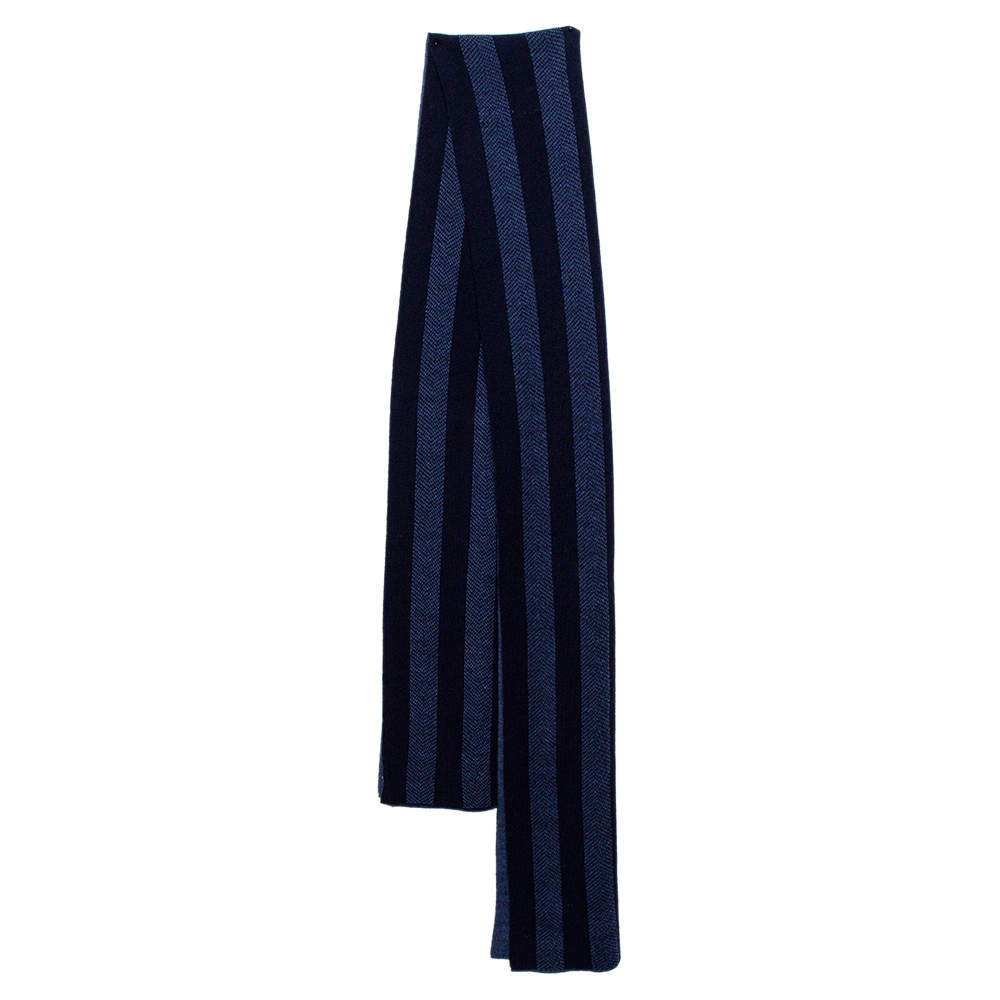 مملوكة مسبقًا Fendi Blue Striped Wool Stole