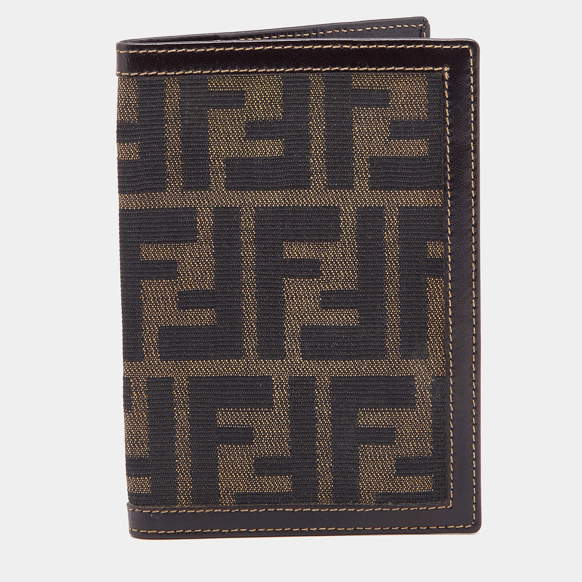 Fendi Brown Zucca Canvas and Leather Passport Holder