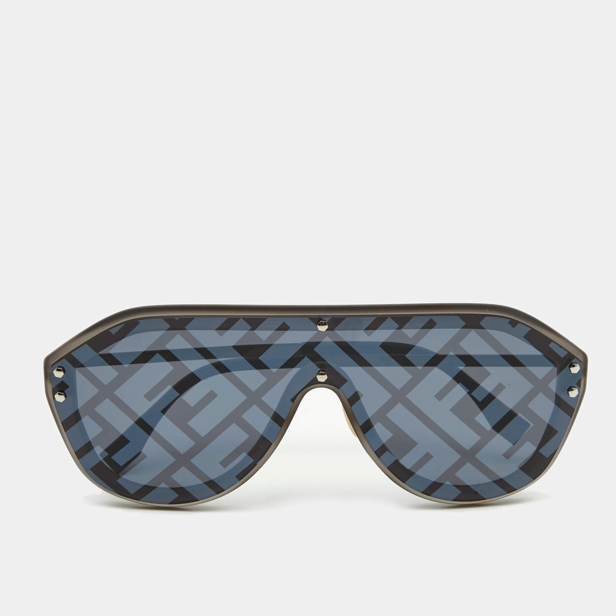 Fendi Black/Grey Monogram FF M0039/G/S Shield Sunglasses