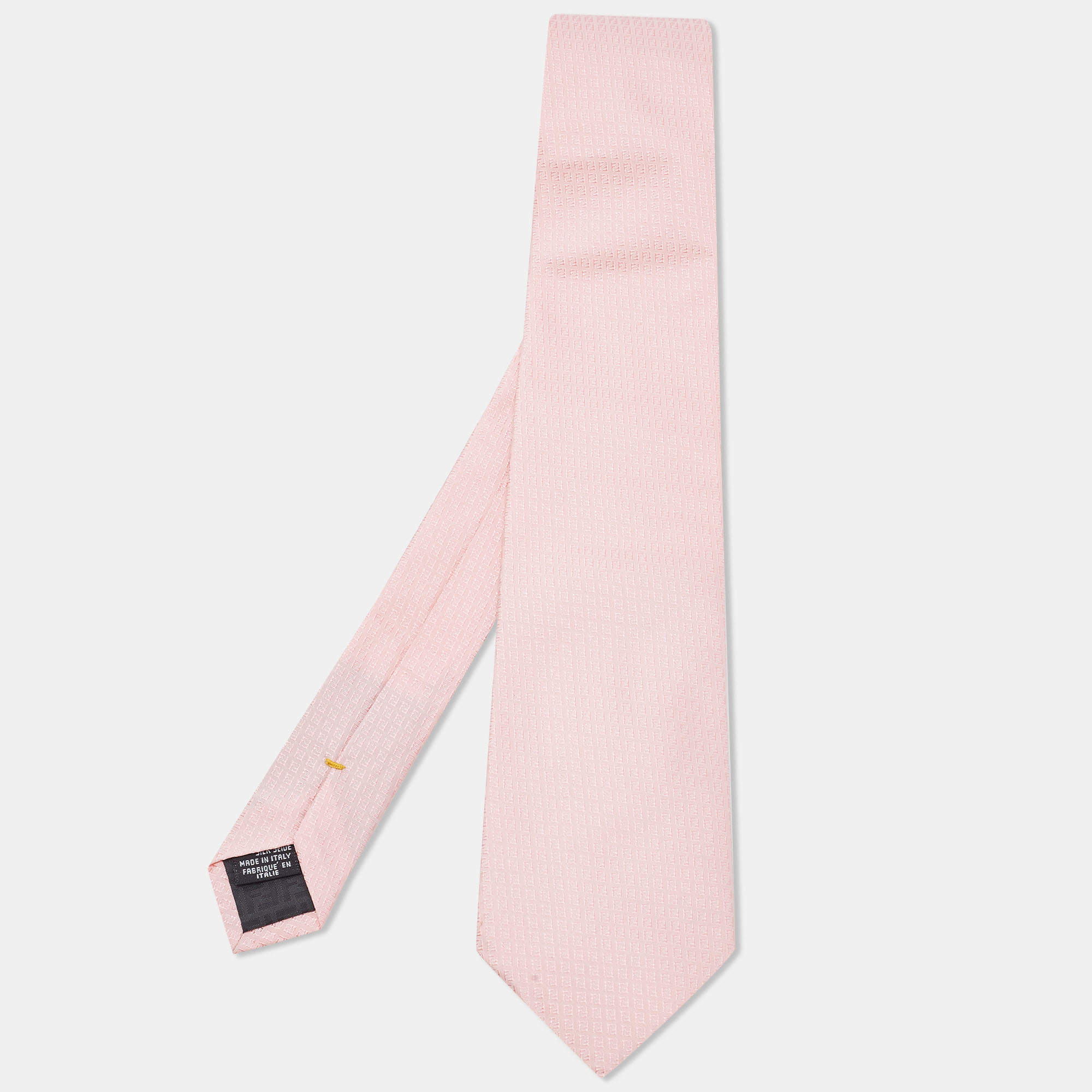 Fendi Light Pink FF Patterned Silk Tie