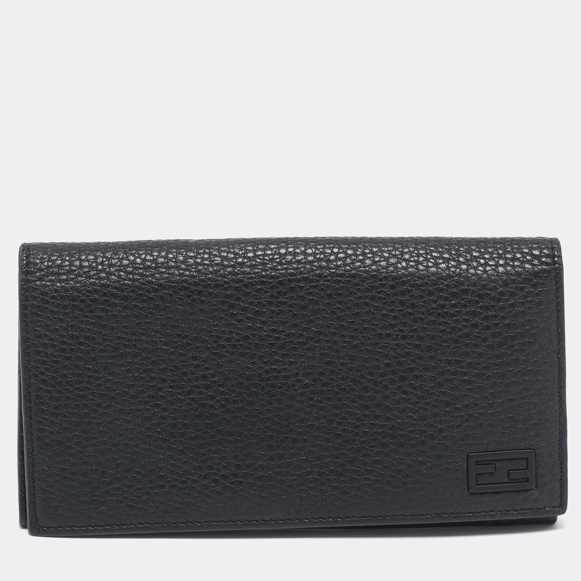 Fendi Black Leather Bifold Long Wallet