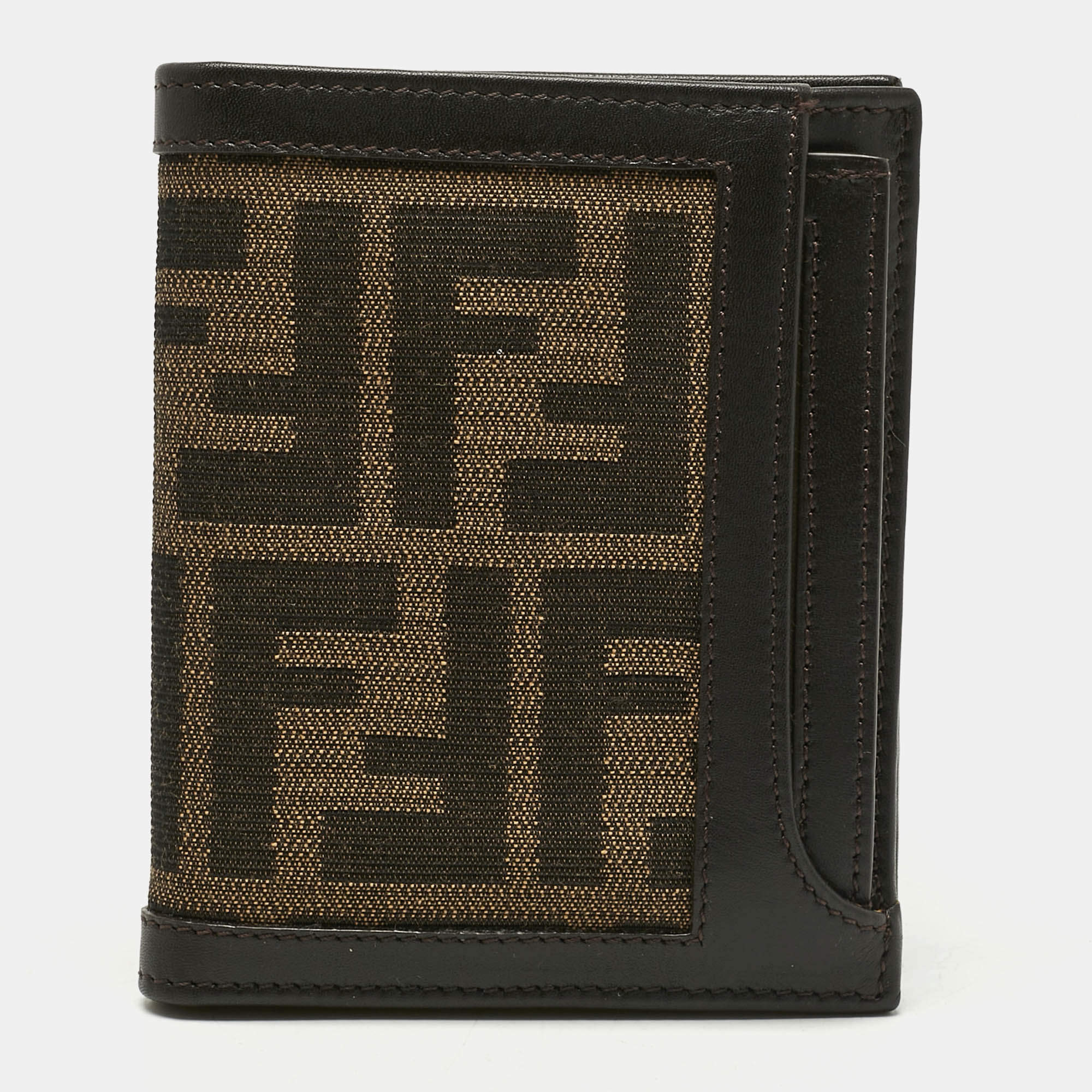 Pre Owned محفظة بطيتين فندي زكا كانفاس وتبغ وجلد