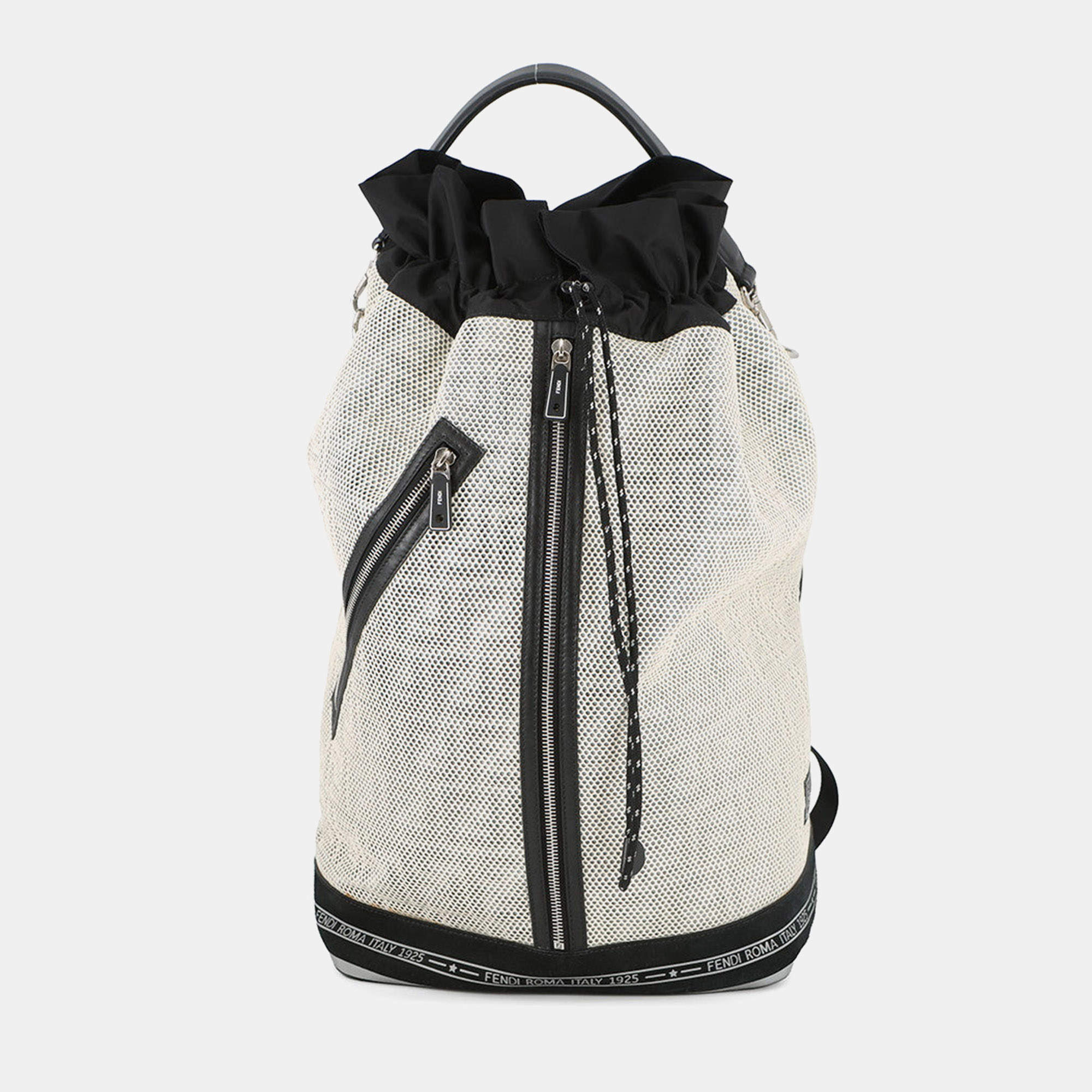 مملوكة مسبقًا Fendi Logo Backpack Ivory/Black Nylon Mesh