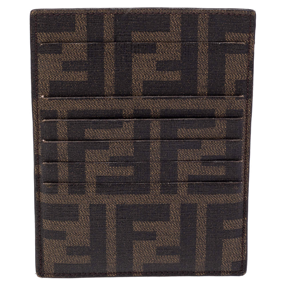 Fendi Brown Zucca Coated Canvas Card Holder