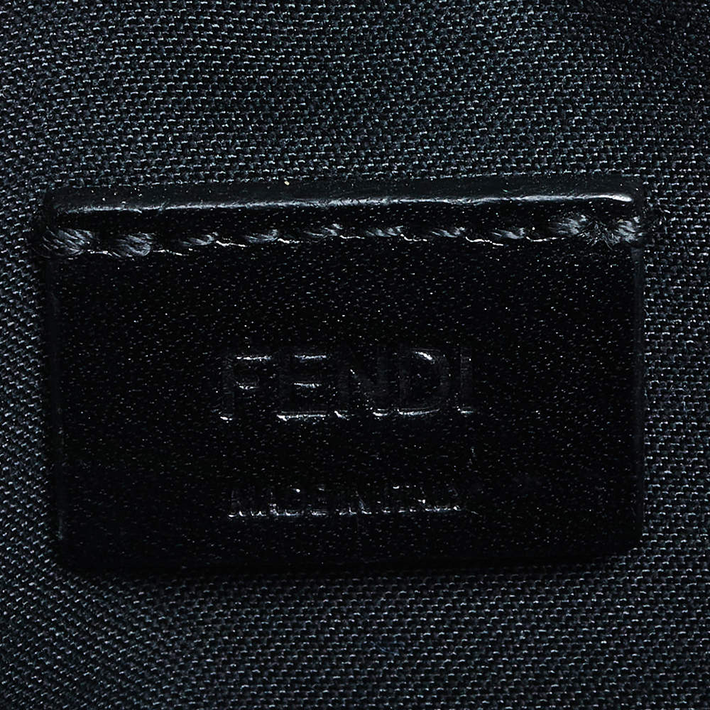 Fendi Black Zucca Embossed Leather Motif Zip Clutch Fendi