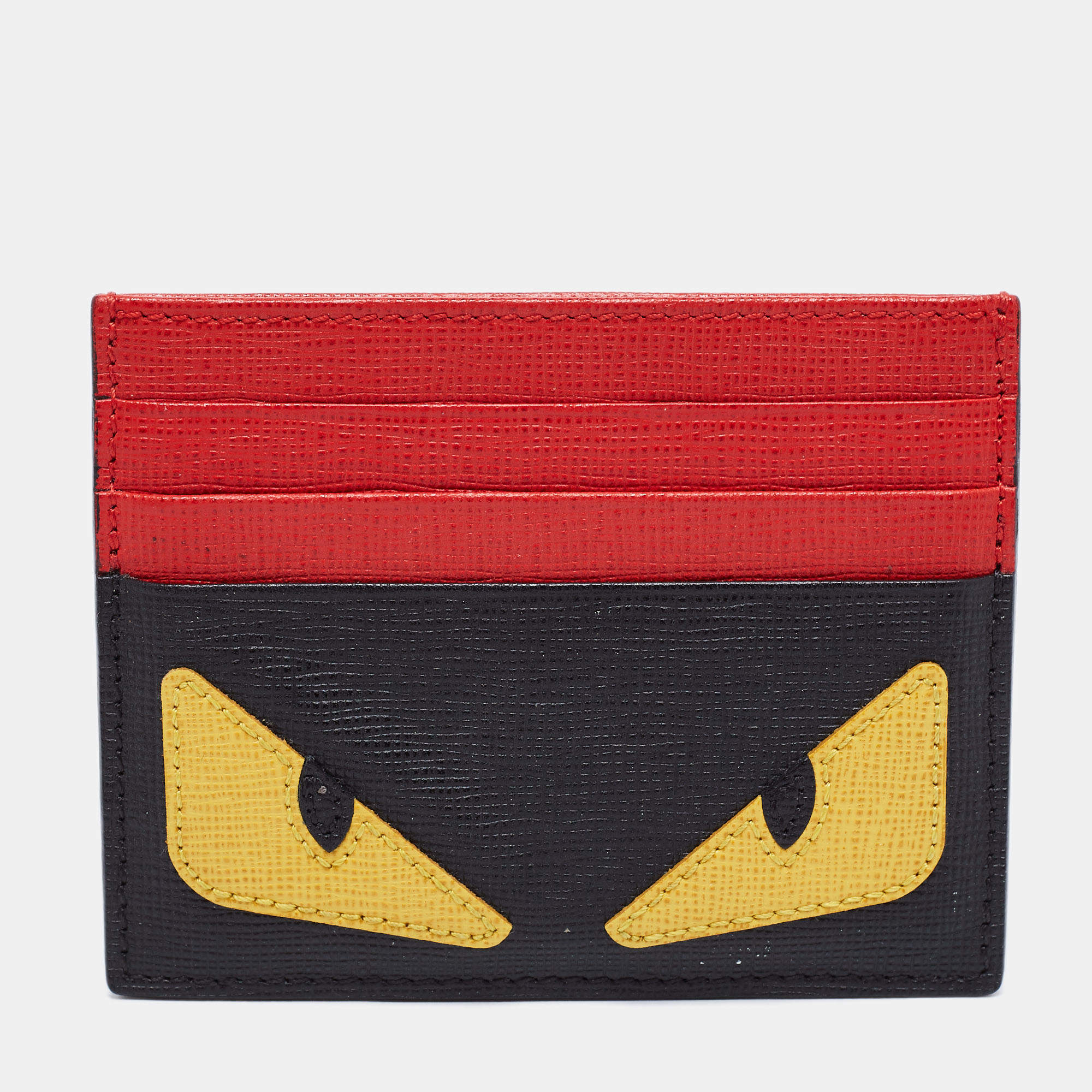 Pre Owned Fendi Multicolor Leather Monster Eye Card Holder