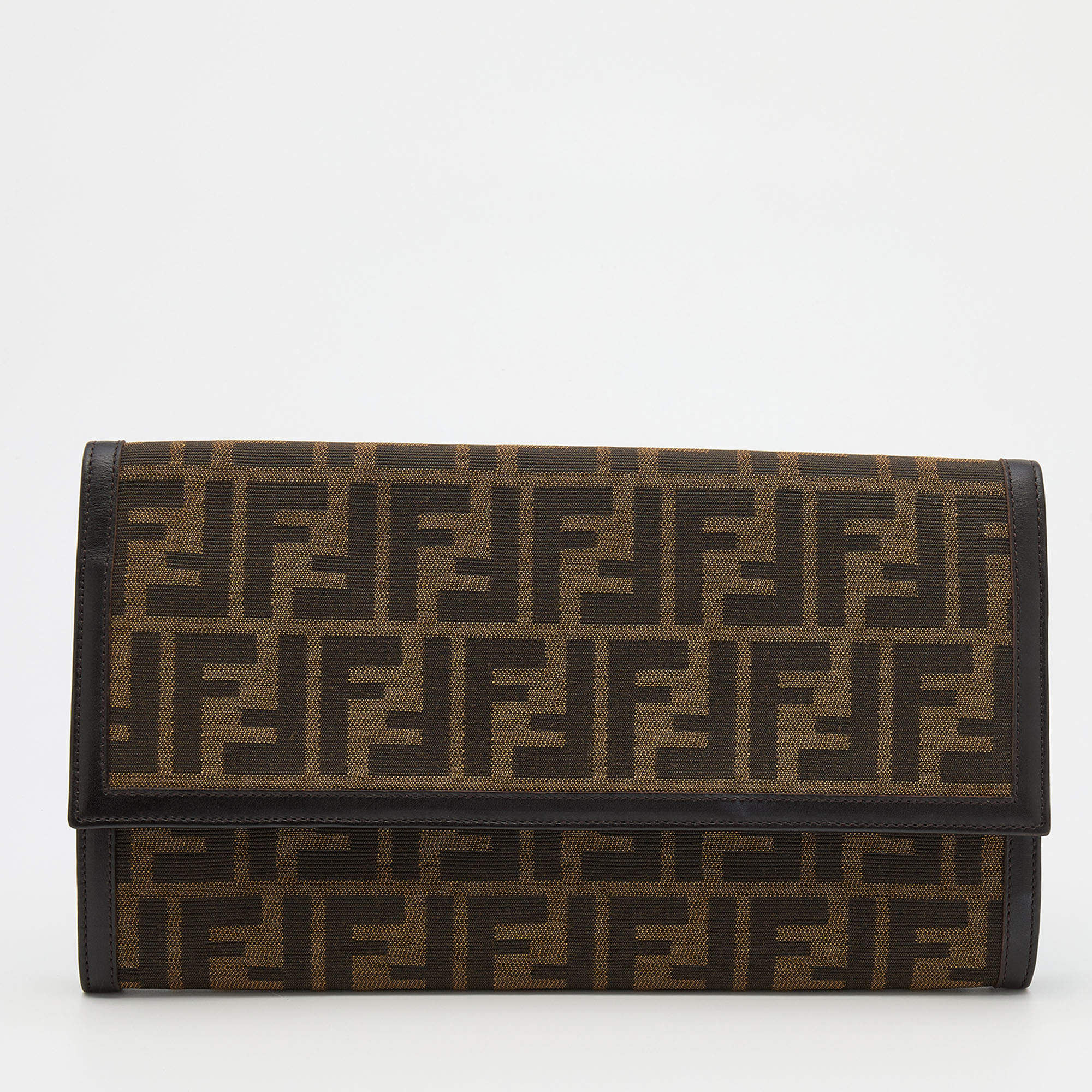 Fendi Brown Zucca Canvas and Leather Travel Clutch