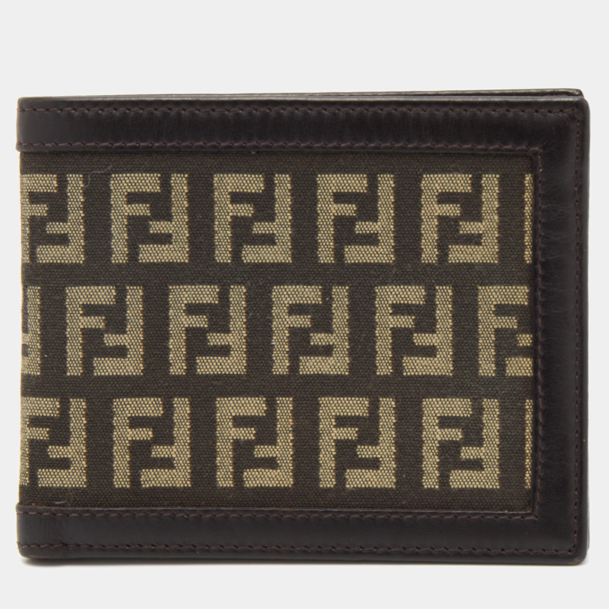 Fendi Brown Zucchino Canvas Bi-Fold Wallet