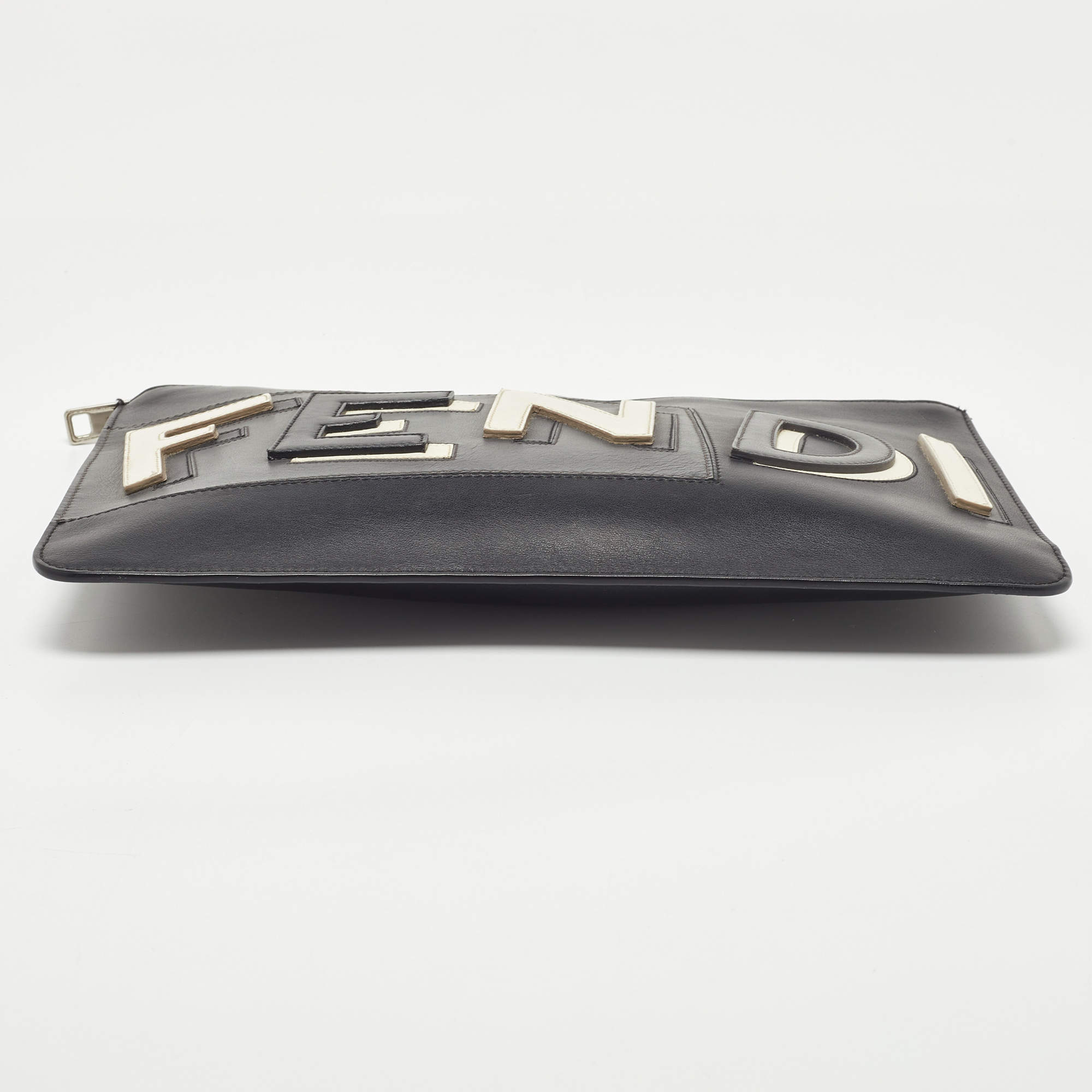 Swipe) @FENDI Diaper Bag. Black Nylon W. A Front Logo Leather