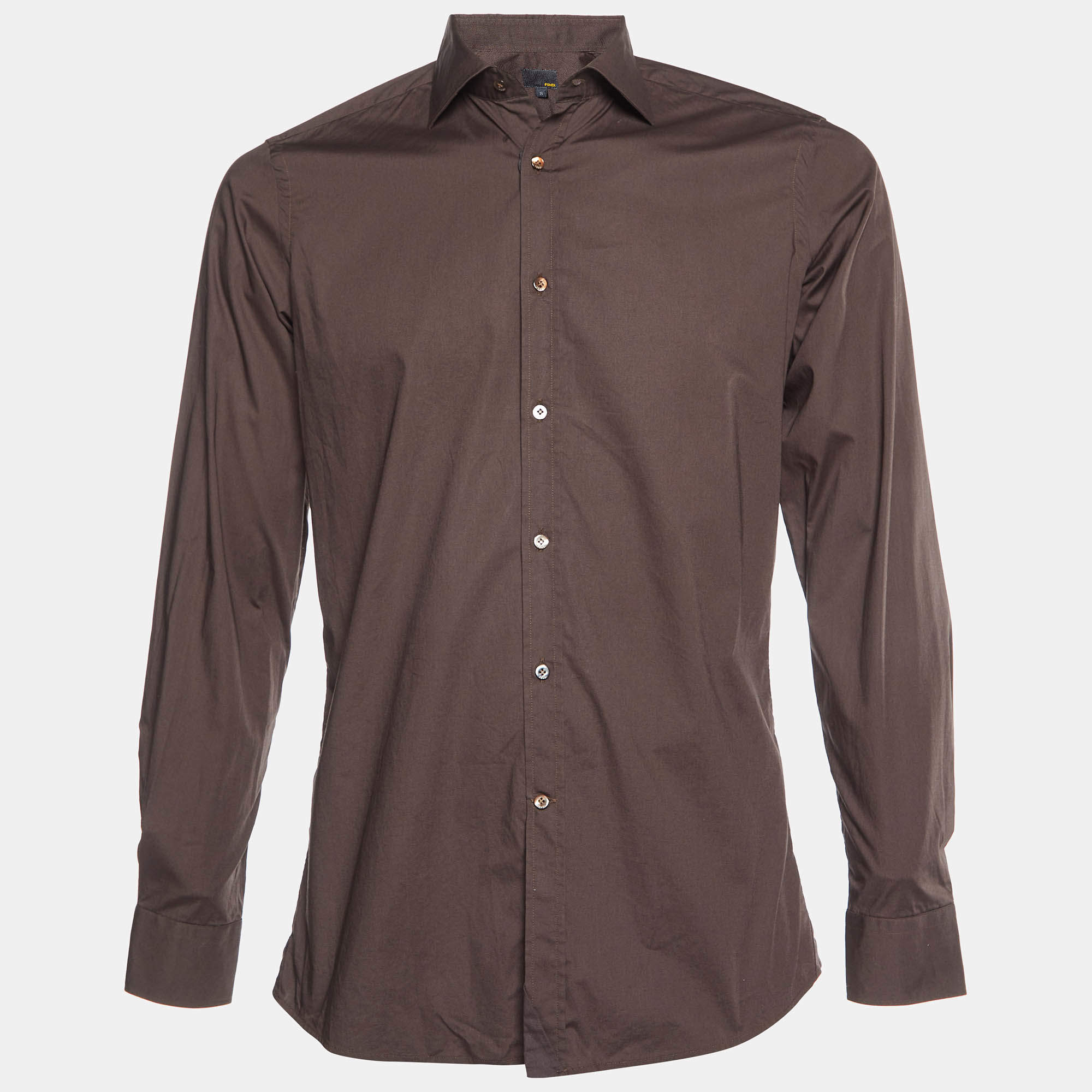 Pre Owned Fendi Brown Cotton Buttoned Up Shirt M