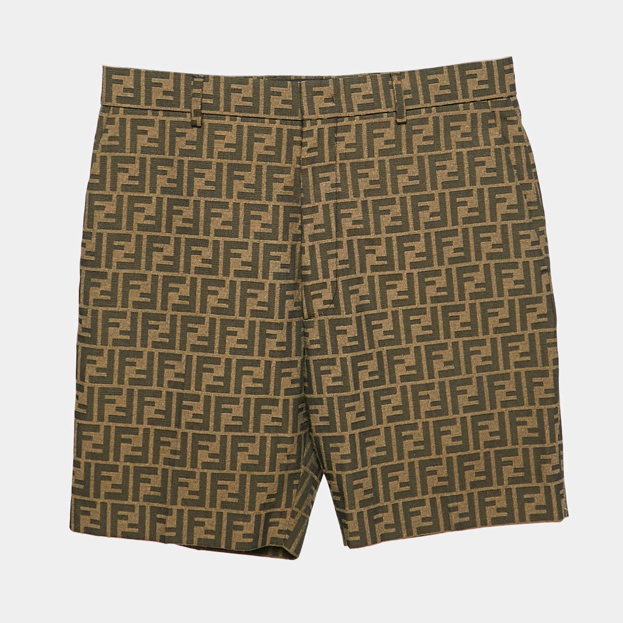Fendi Brown Zucca Jacquard Cotton Blend Shorts S
