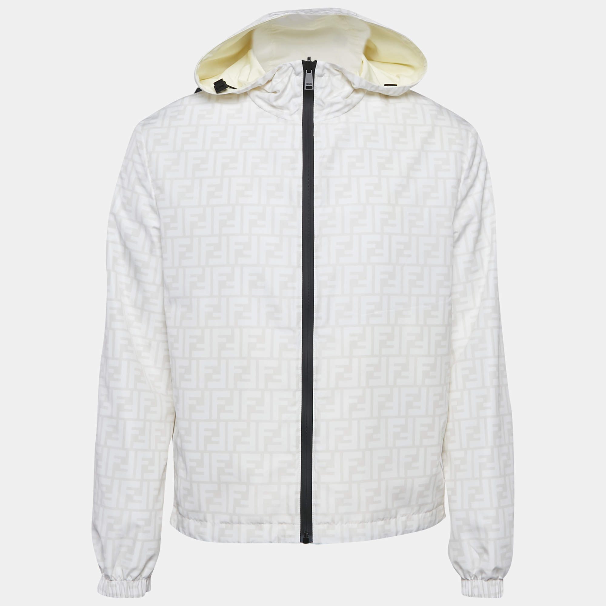 Fendi White Zucca Print Nylon Reversible Windbreaker Jacket XS